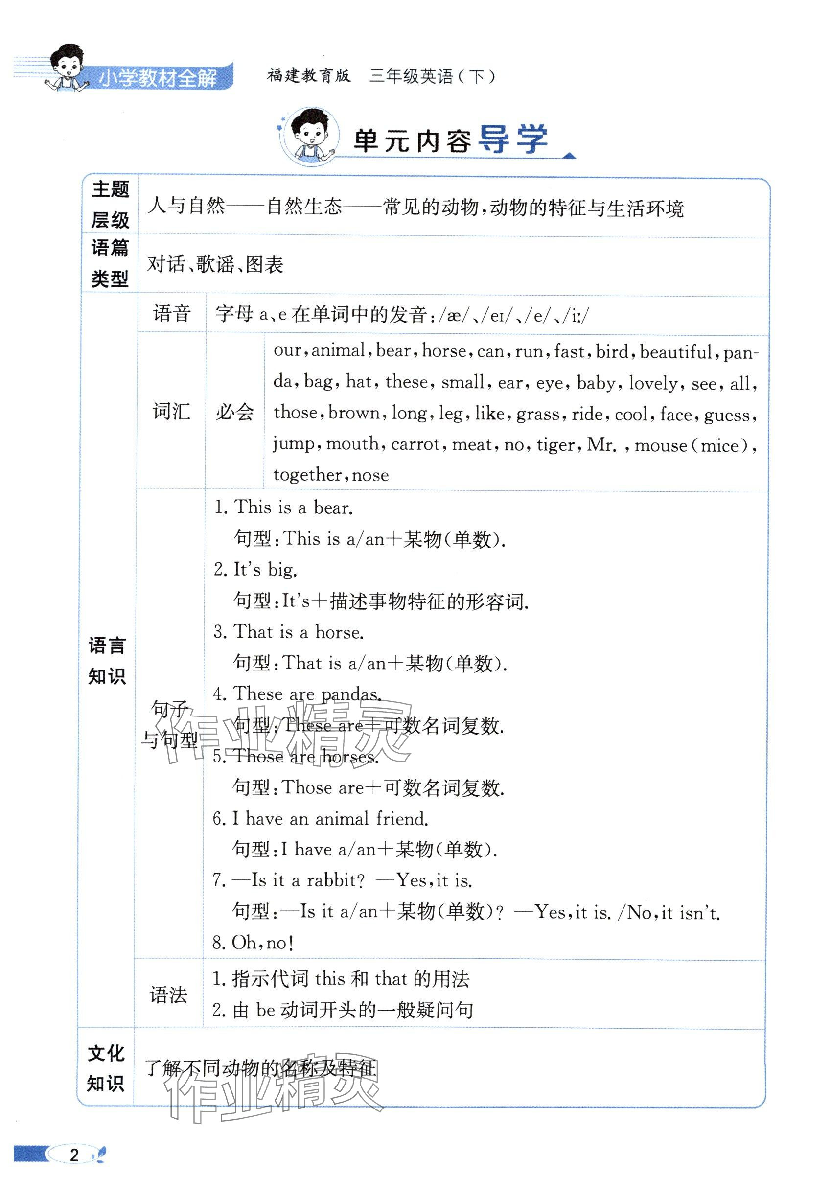 2025年教材课本三年级英语下册闽教版&nbsp;参考答案第2页