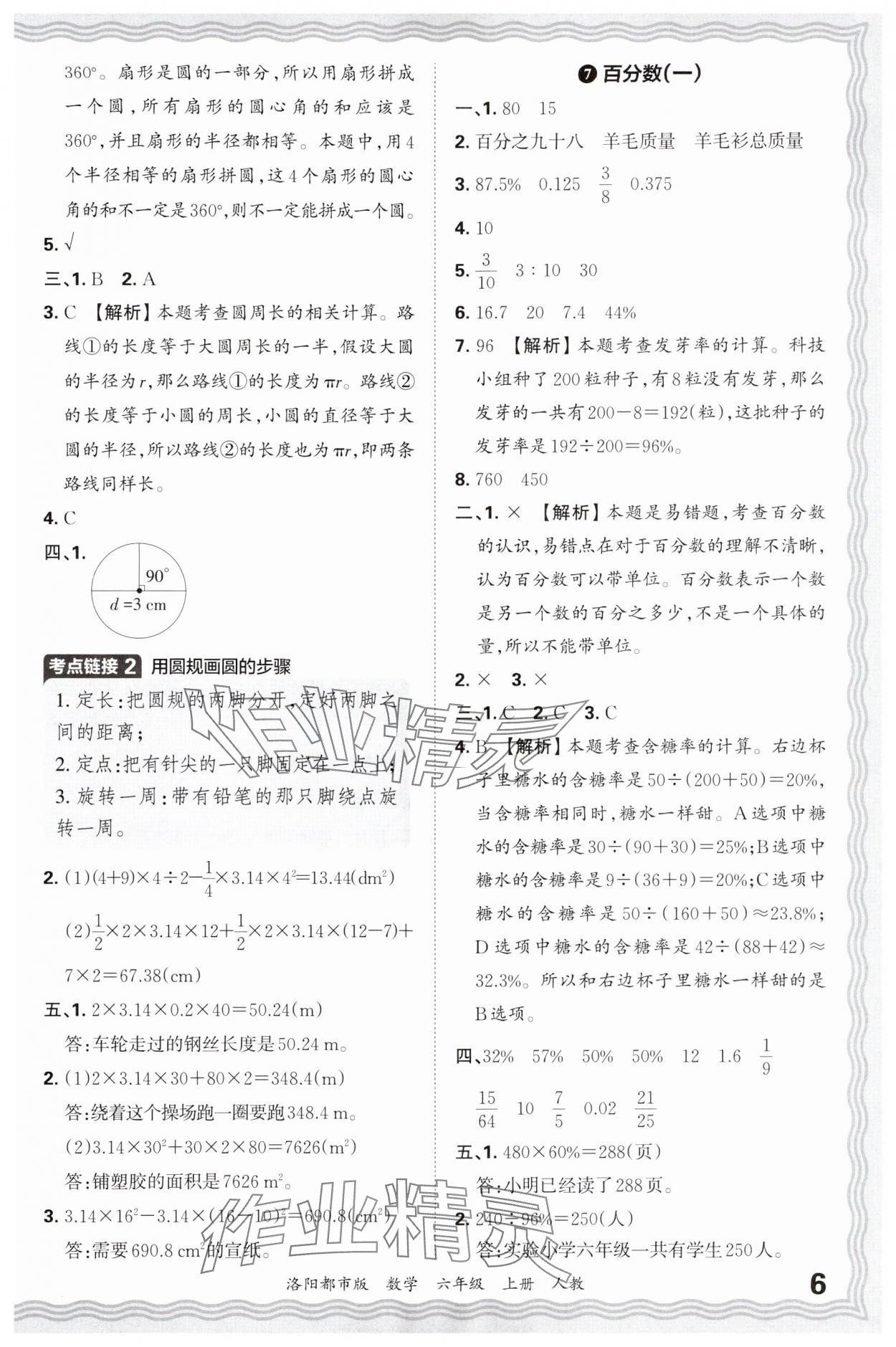 2024年王朝霞各地期末试卷精选六年级数学上册人教版洛阳专版&nbsp;参考答案第6页