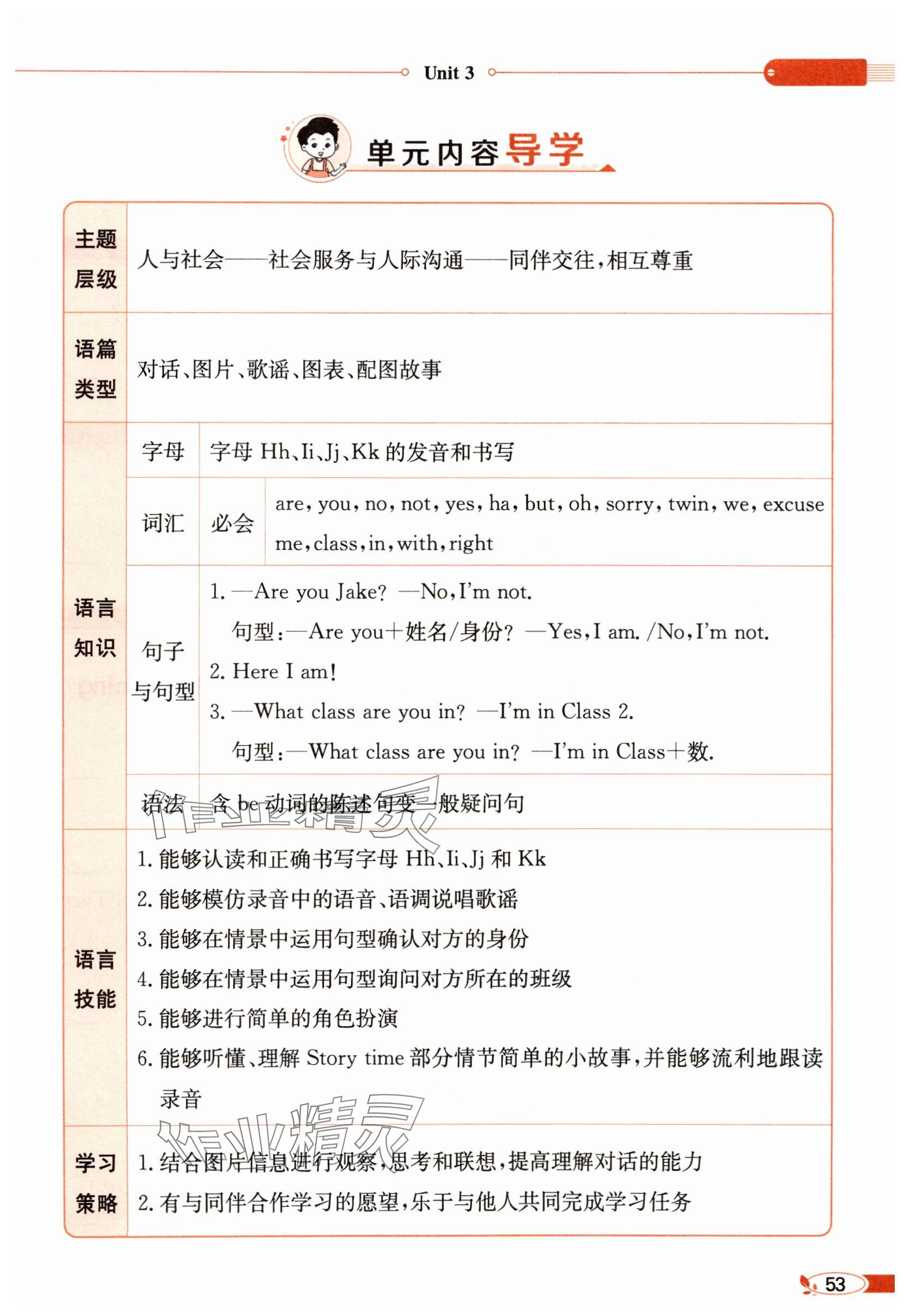 2025年教材课本三年级英语上册译林版&nbsp;参考答案第53页
