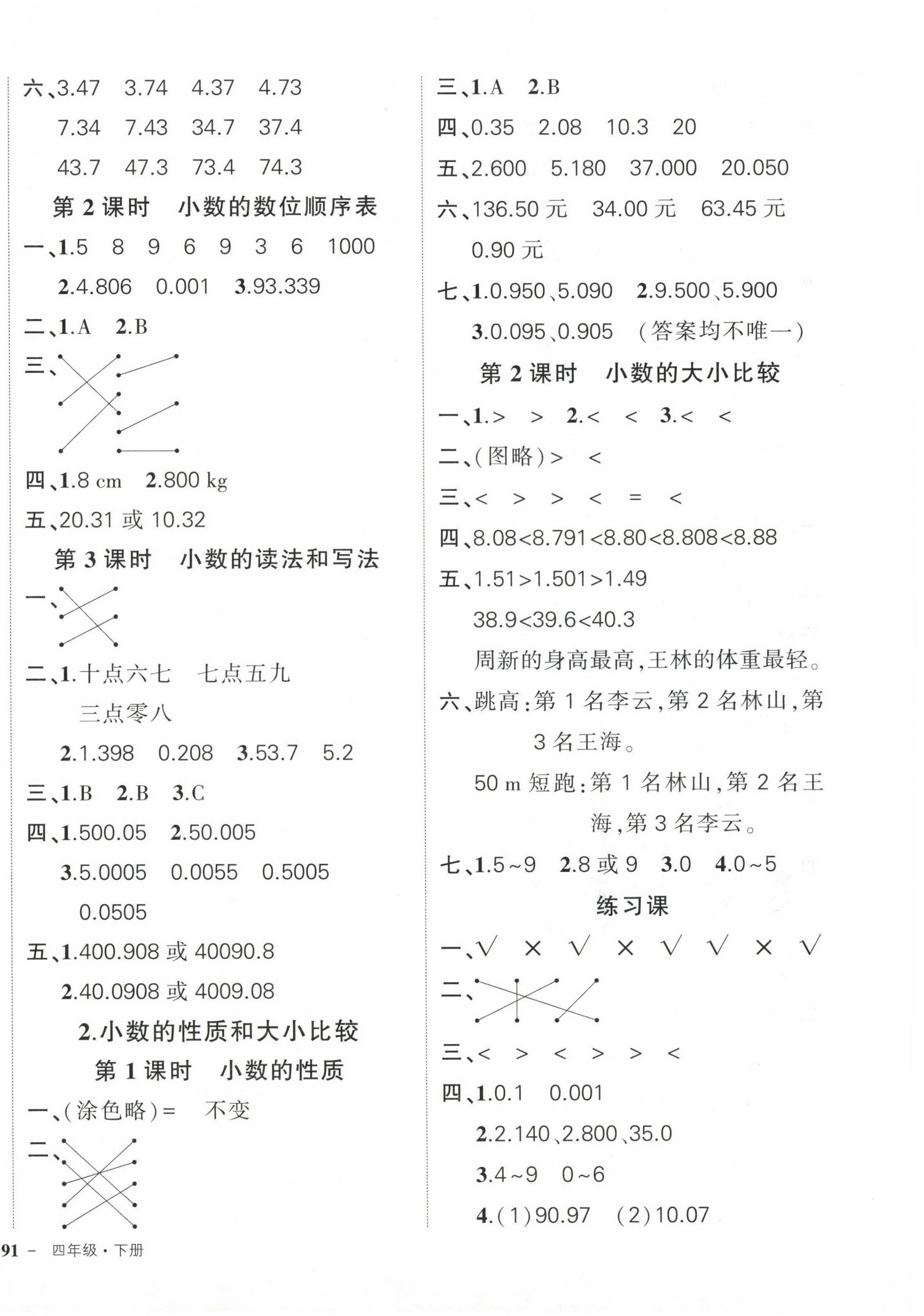 2024年状元成才路创优作业100分四年级数学下册人教版浙江专版&nbsp;第6页