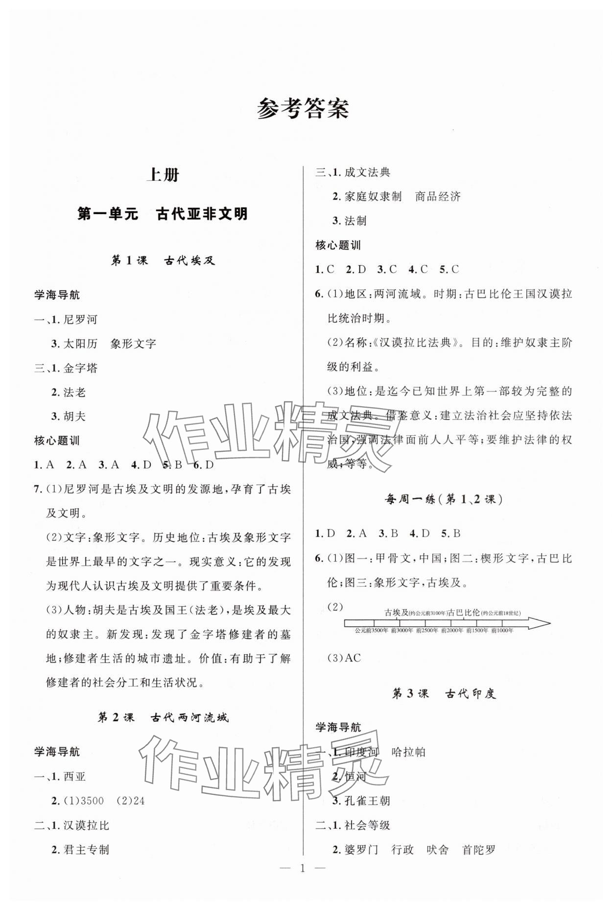 2025年顶尖课课练九年级历史上册人教版贵州专版&nbsp;第1页