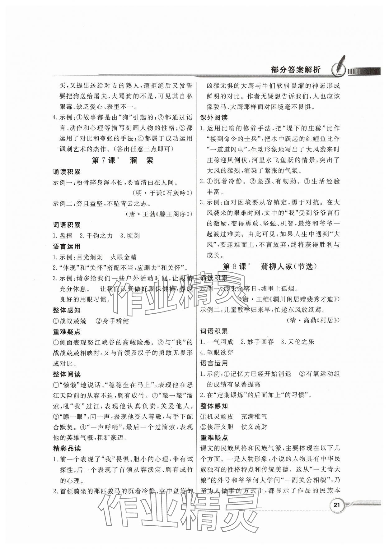 2025年同步导学与优化训练九年级语文下册人教版&nbsp;第5页