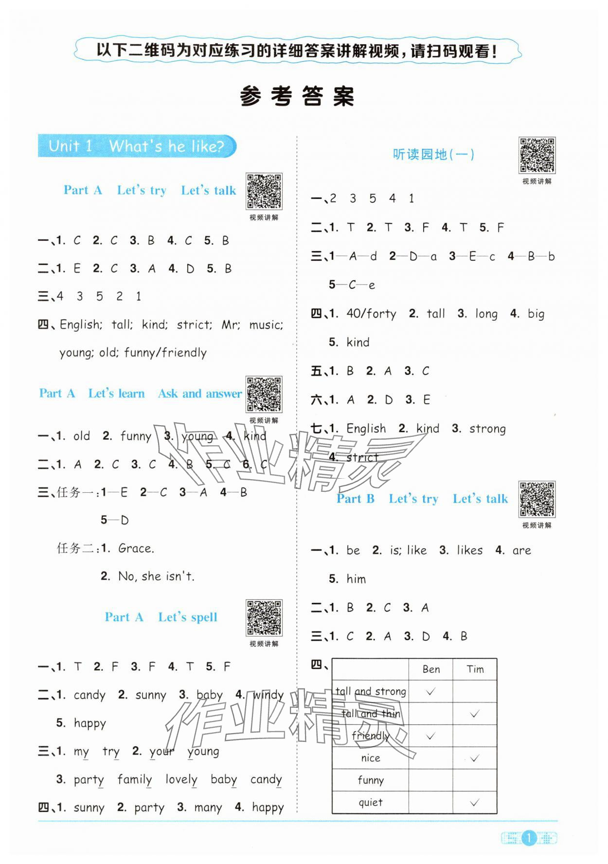 2025年阳光同学课时优化作业五年级英语上册人教PEP版&nbsp;第1页