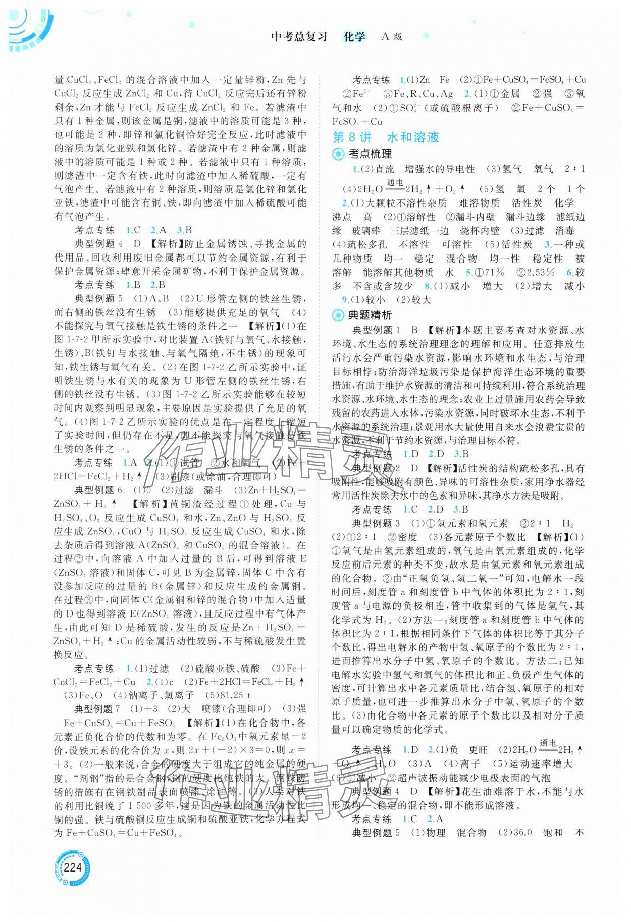 2025年中考先锋中考总复习化学&nbsp;参考答案第5页