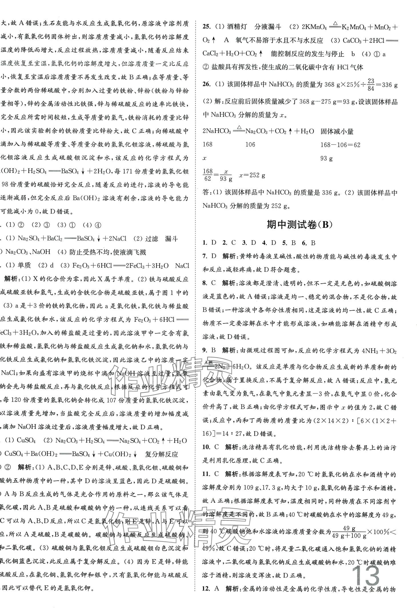 2024年江苏密卷九年级化学下册沪教版&nbsp;第13页