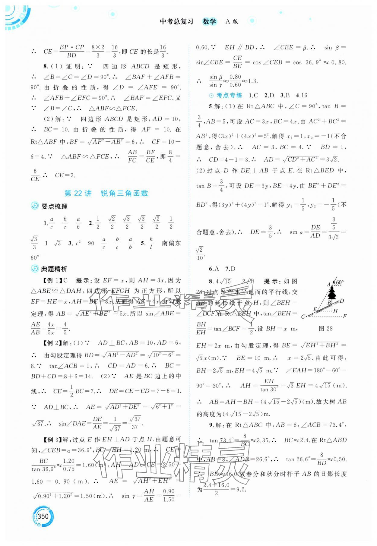 2025年中考先锋中考总复习数学&nbsp;参考答案第23页