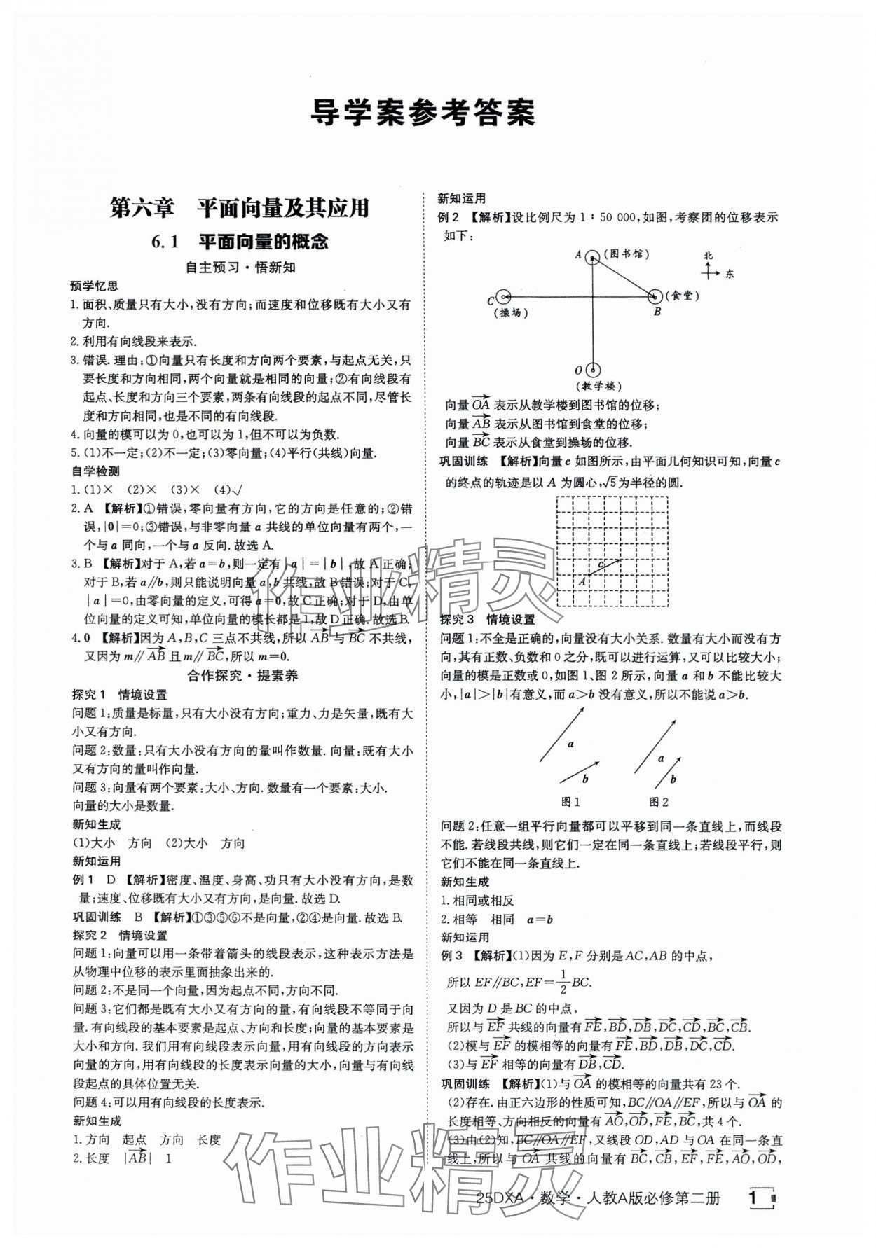 2025年金太阳导学案数学必修第二册人教版A版&nbsp;参考答案第1页