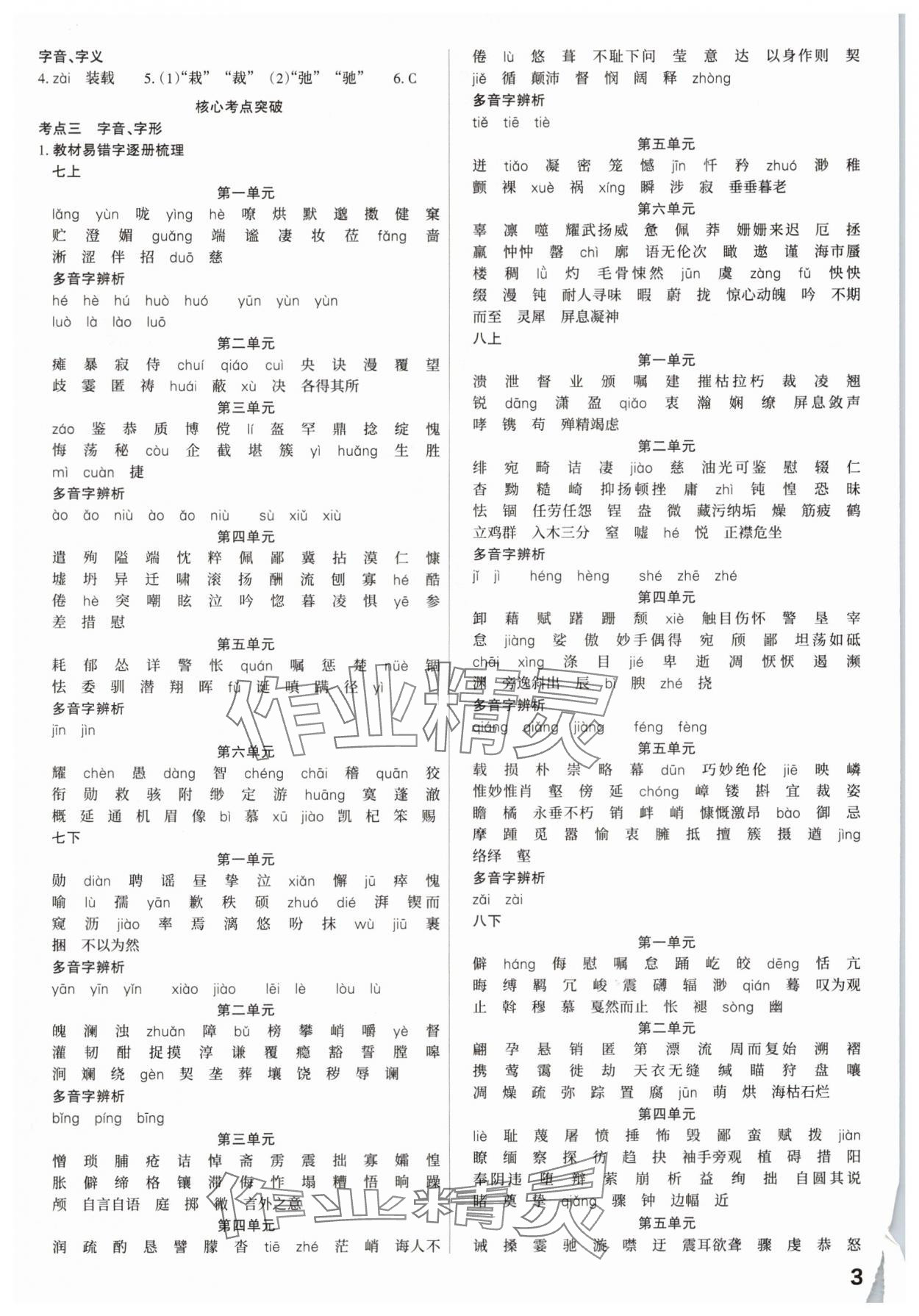 2025年滚动迁移中考总复习语文山西专版&nbsp;参考答案第3页
