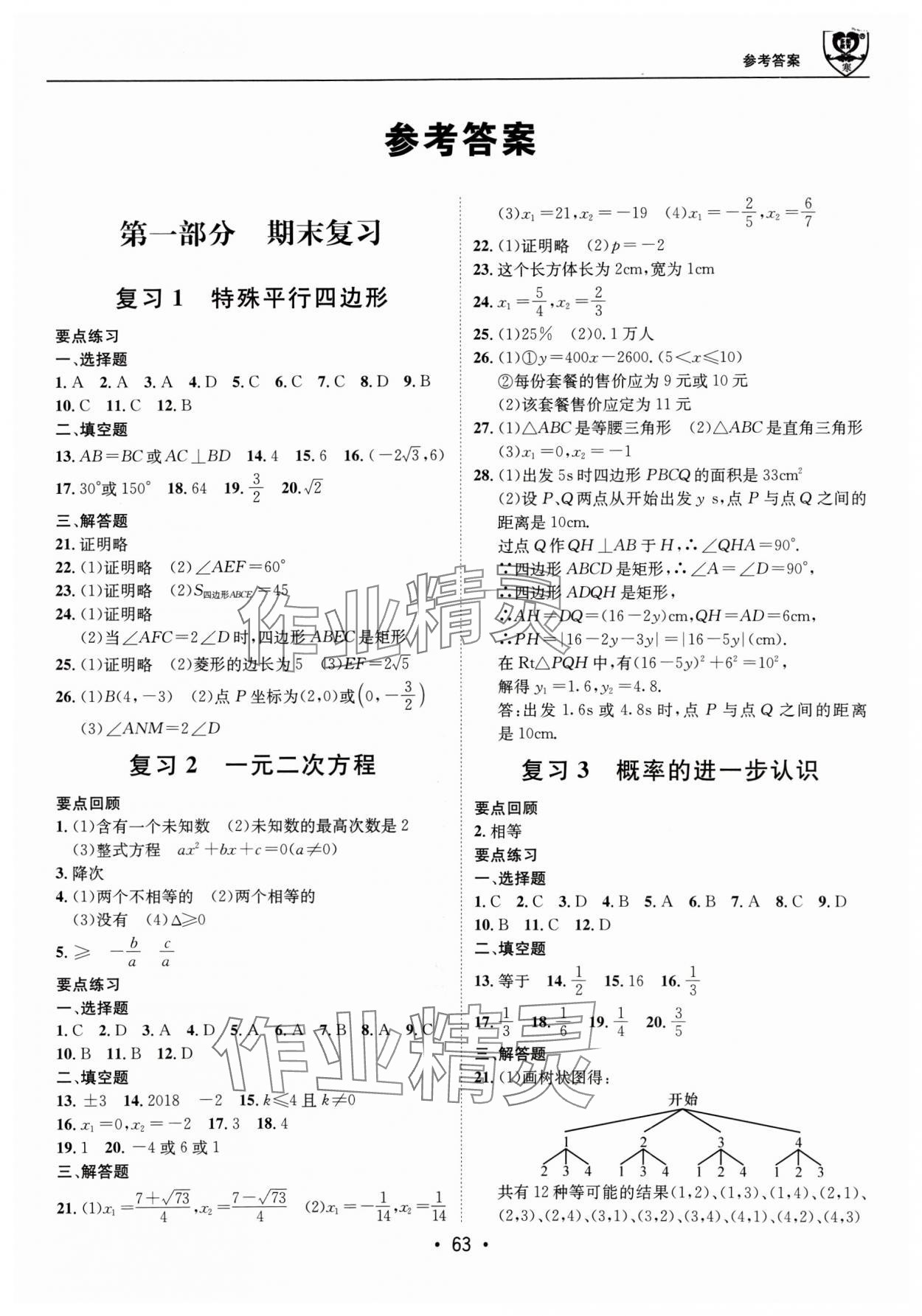 2025年假期成才路九年级数学北师大版&nbsp;第1页