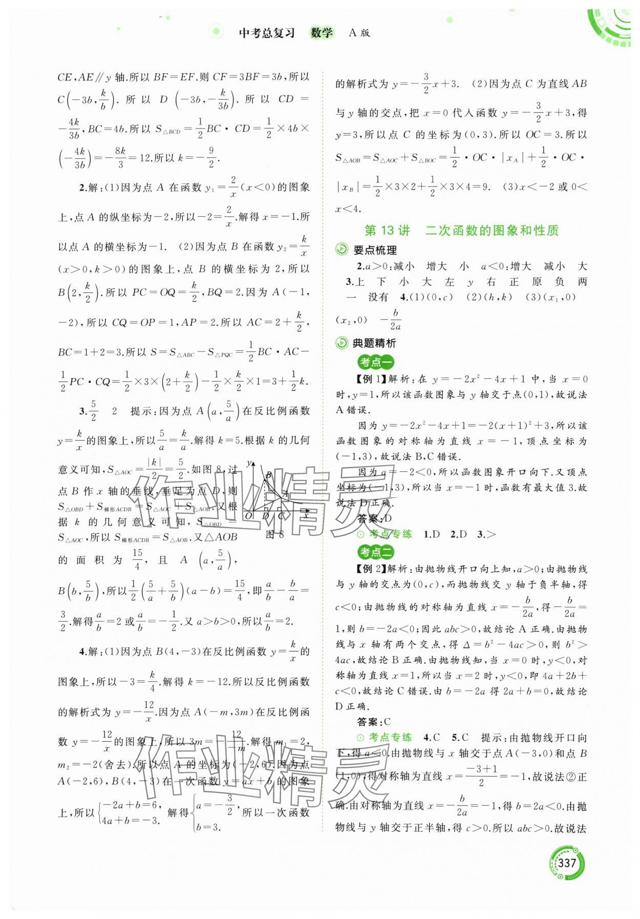 2024年中考先锋中考总复习九年级数学人教版&nbsp;参考答案第10页