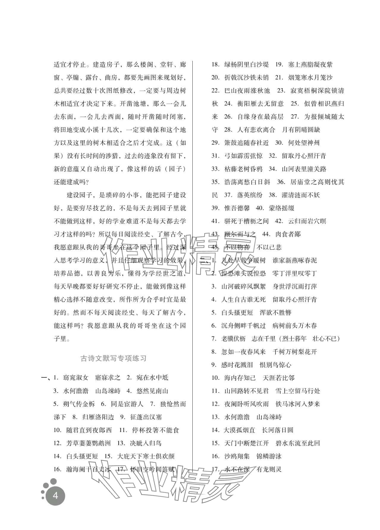 2024年寒假生活河北人民出版社九年级语文&nbsp;第4页