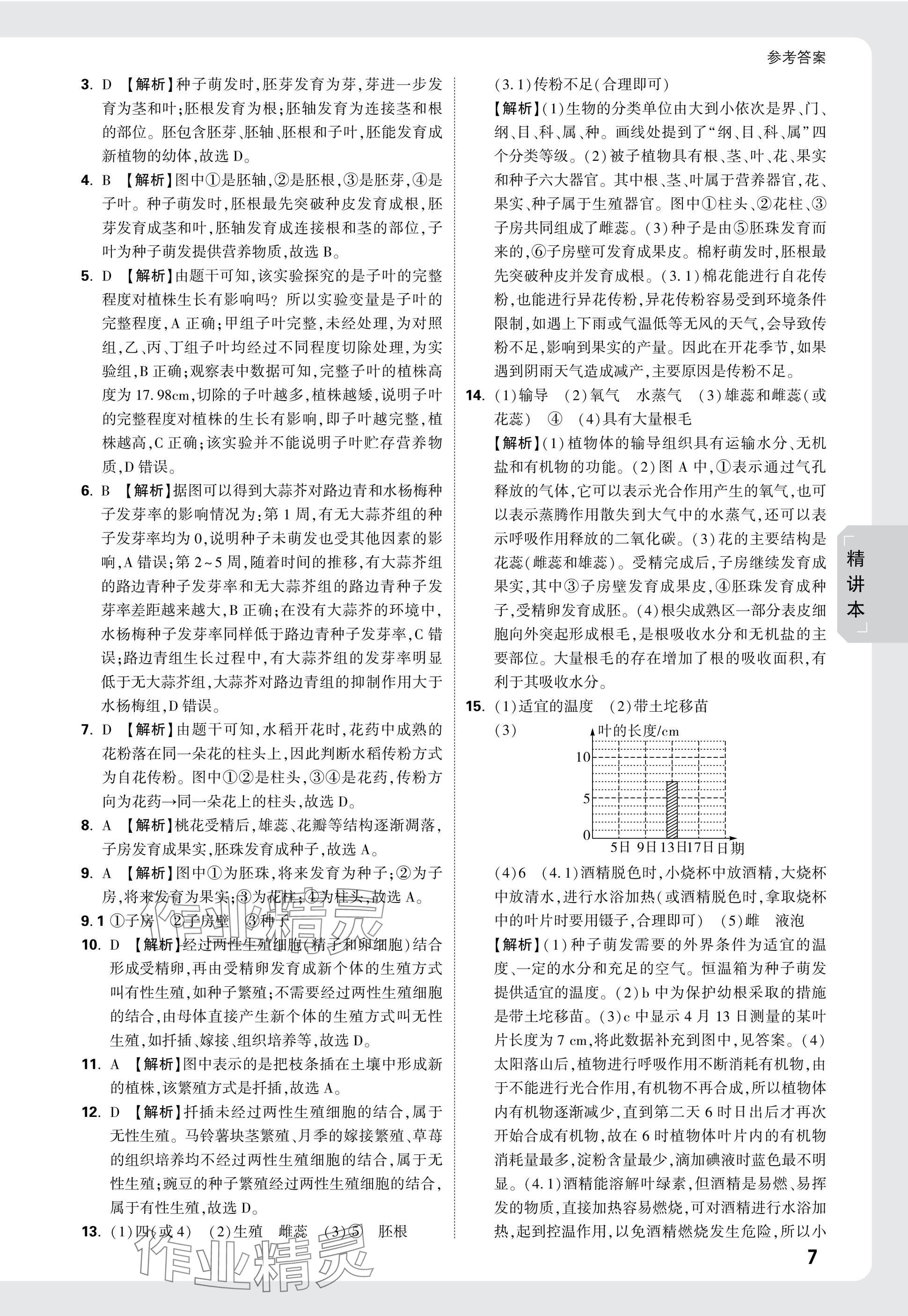 2025年万唯中考试题研究生物福建专版&nbsp;参考答案第7页