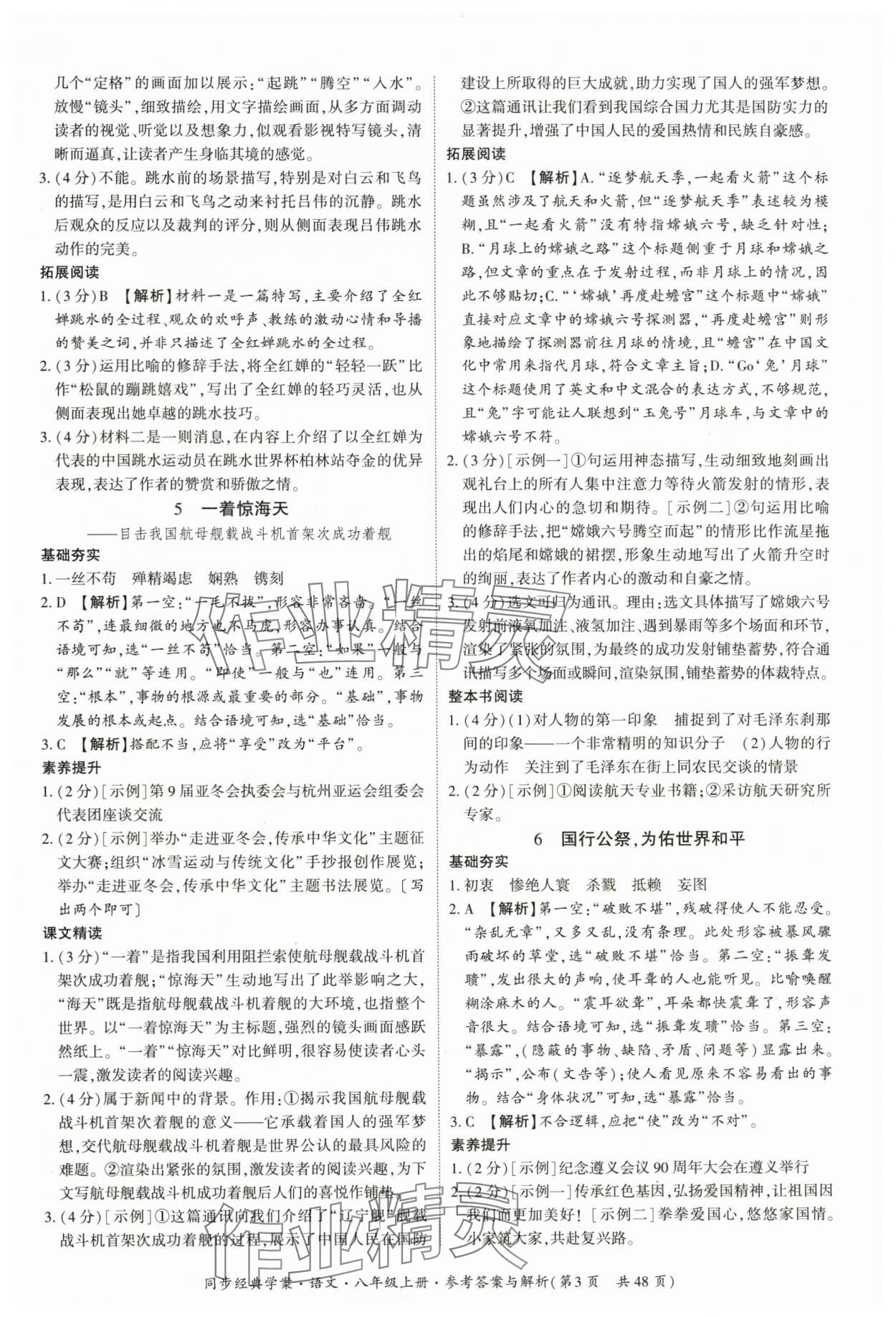 2025年同步经典学案八年级语文上册人教版&nbsp;第3页