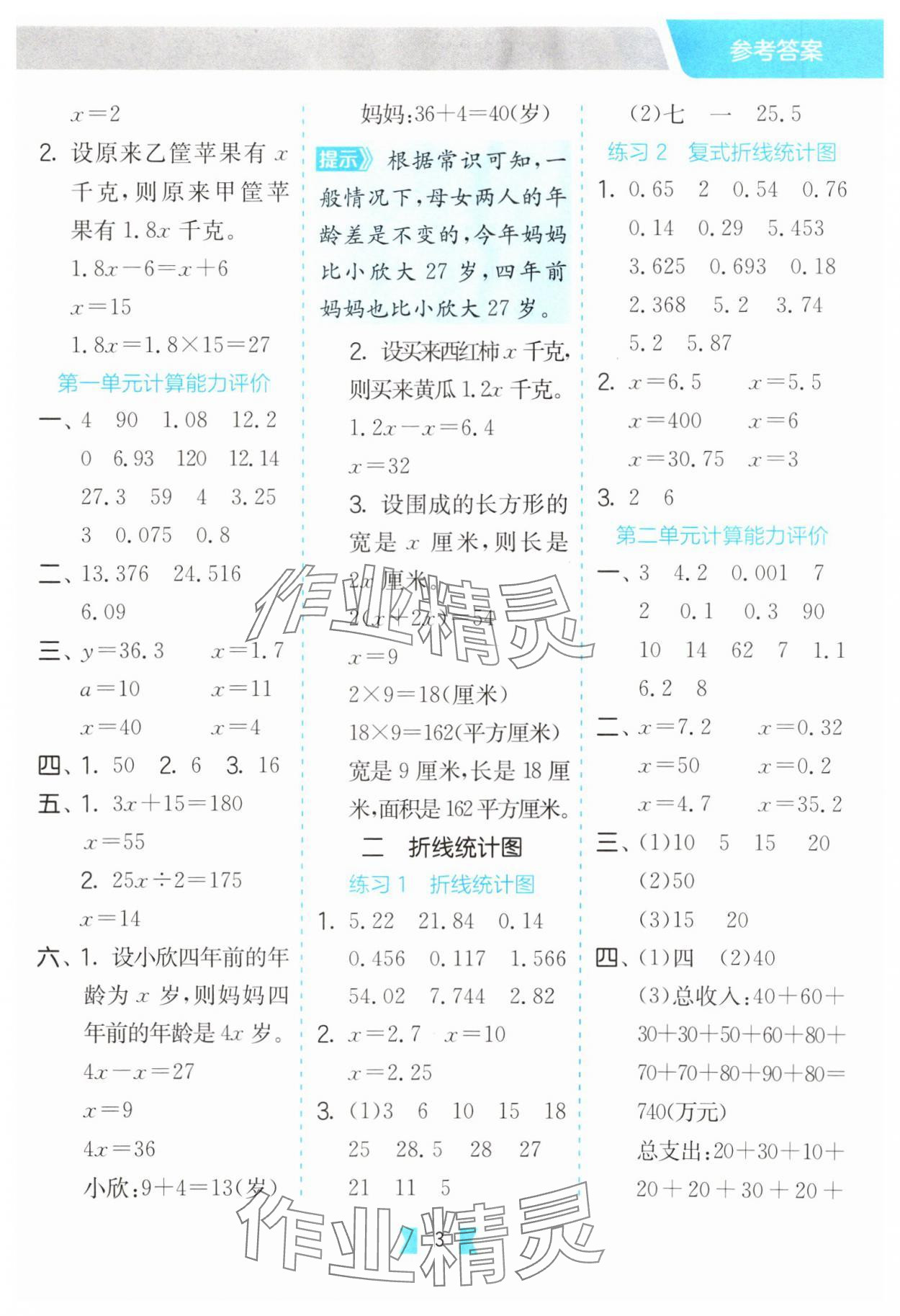 2025年口算心算速算天天练江苏人民出版社五年级数学下册苏教版&nbsp;第3页