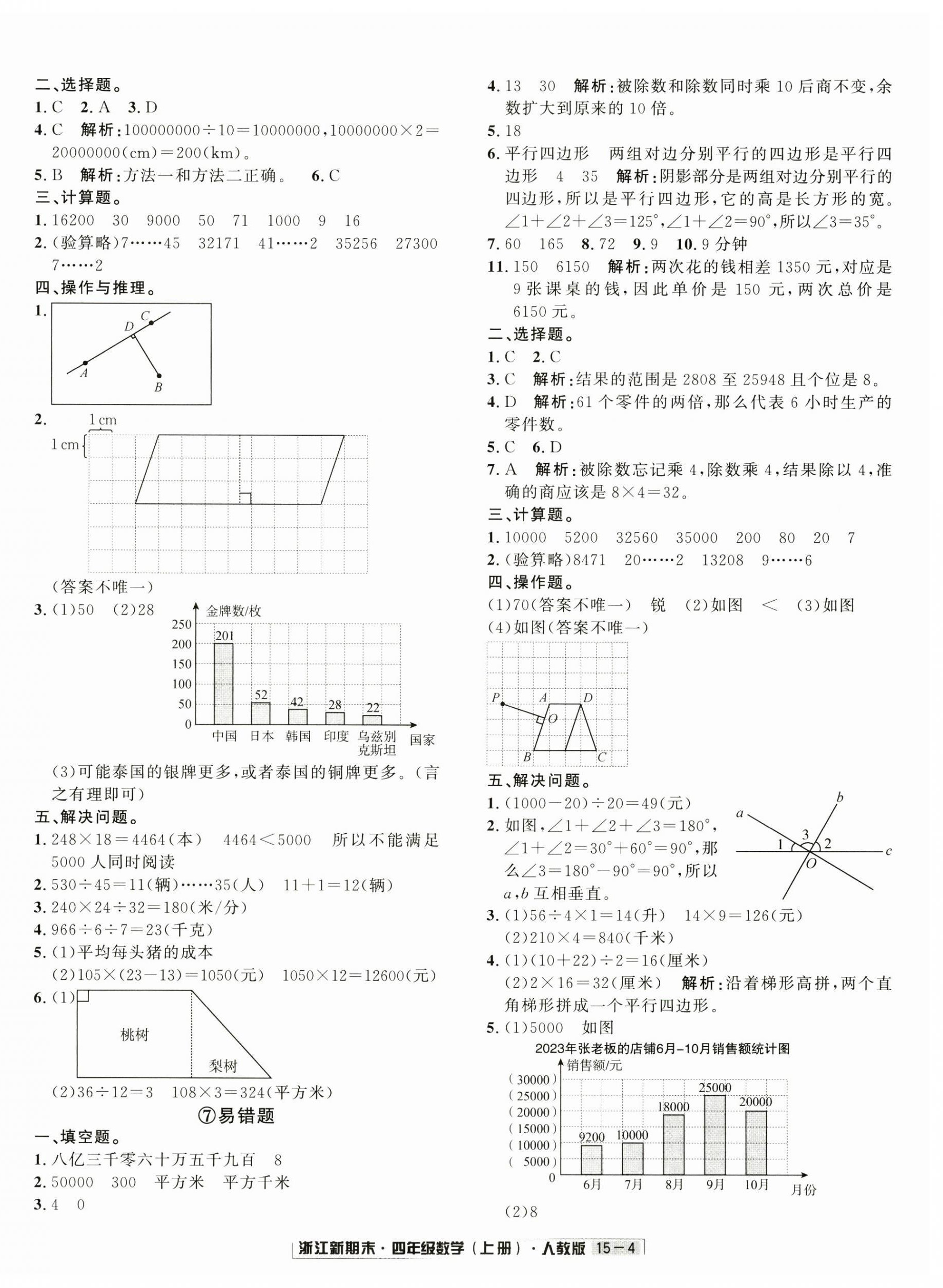 2024年励耘书业浙江新期末四年级数学上册人教版&nbsp;第4页
