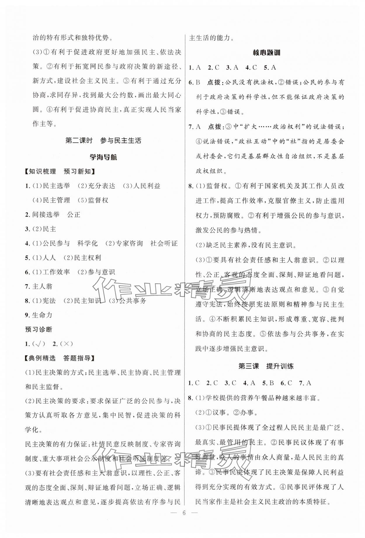 2025年顶尖课课练九年级道德与法治全一册人教版贵州专版&nbsp;第6页
