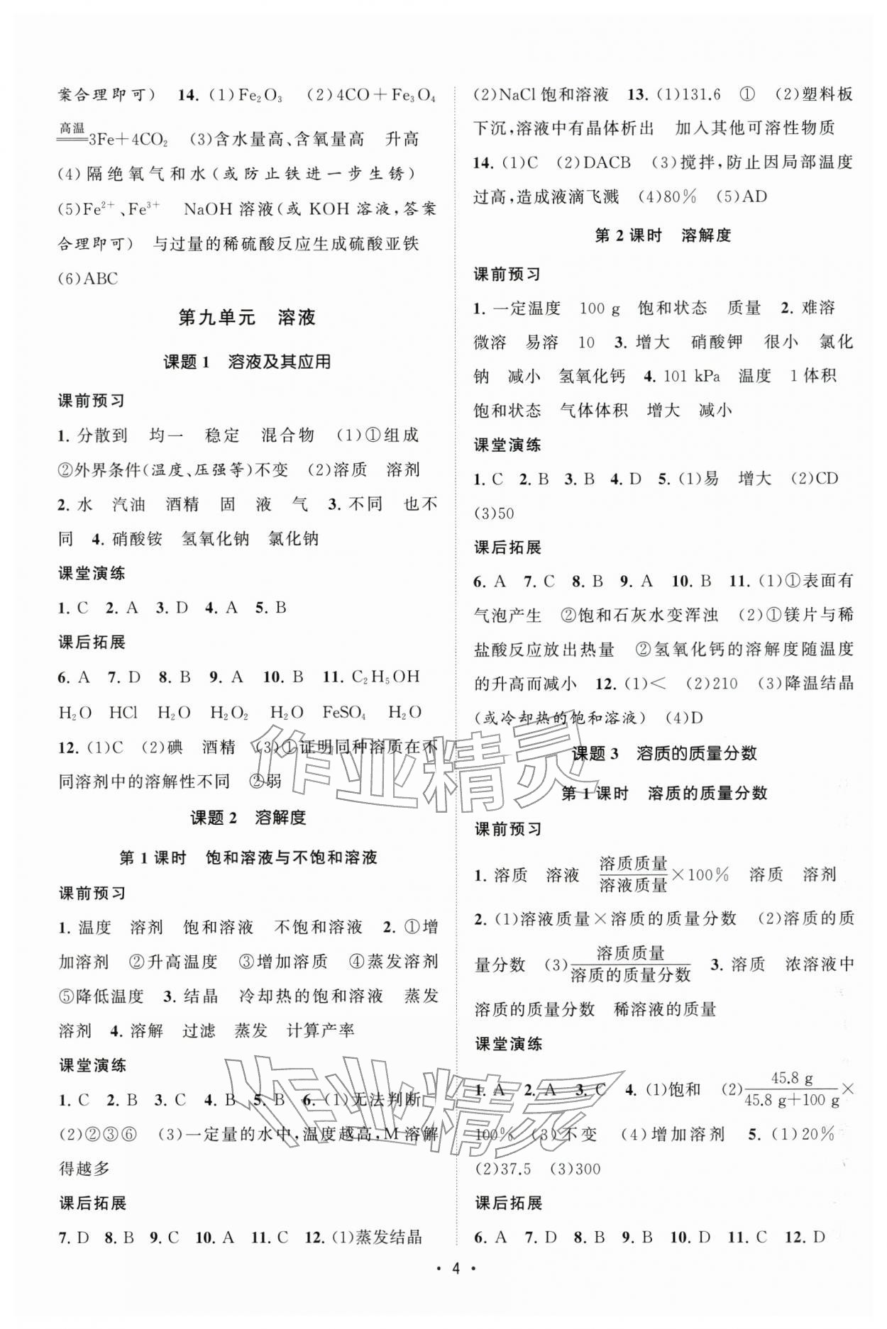 2026年课时提优计划作业本九年级化学下册人教版&nbsp;第4页