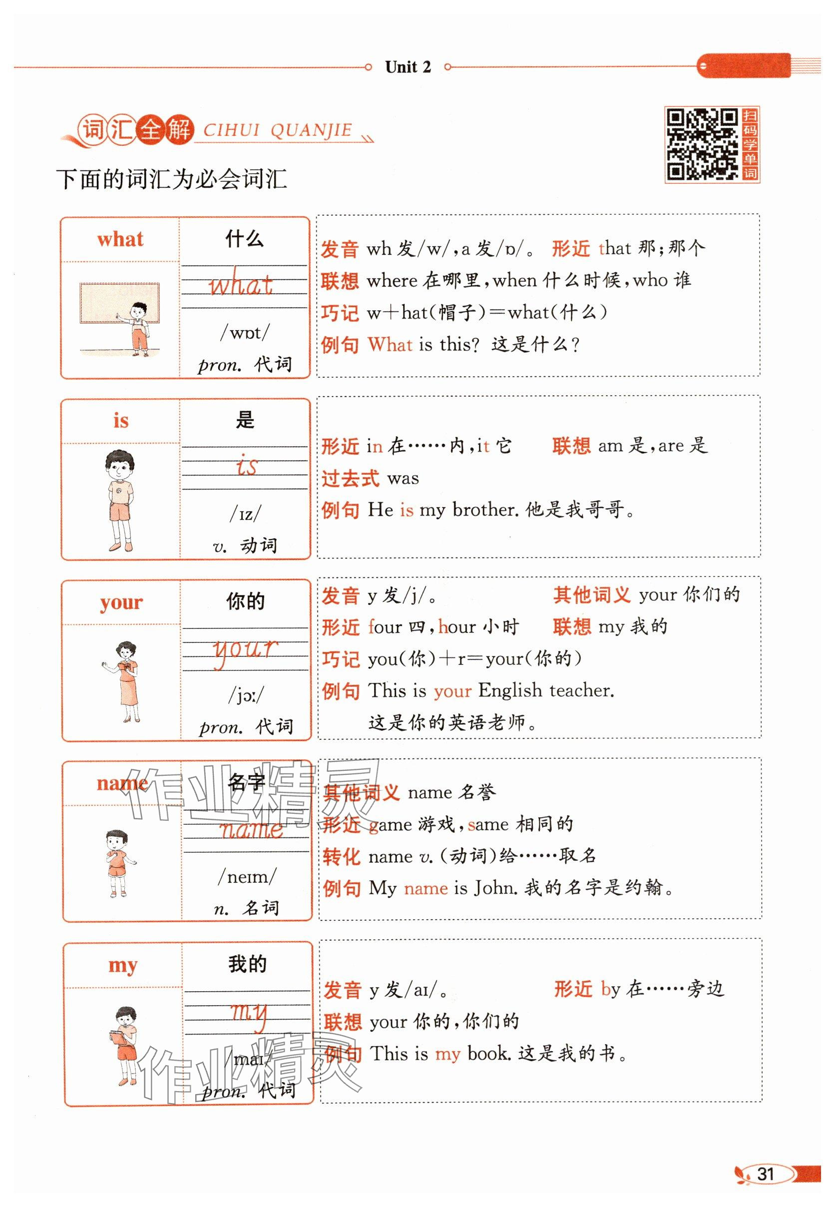 2025年教材课本三年级英语上册译林版&nbsp;参考答案第31页