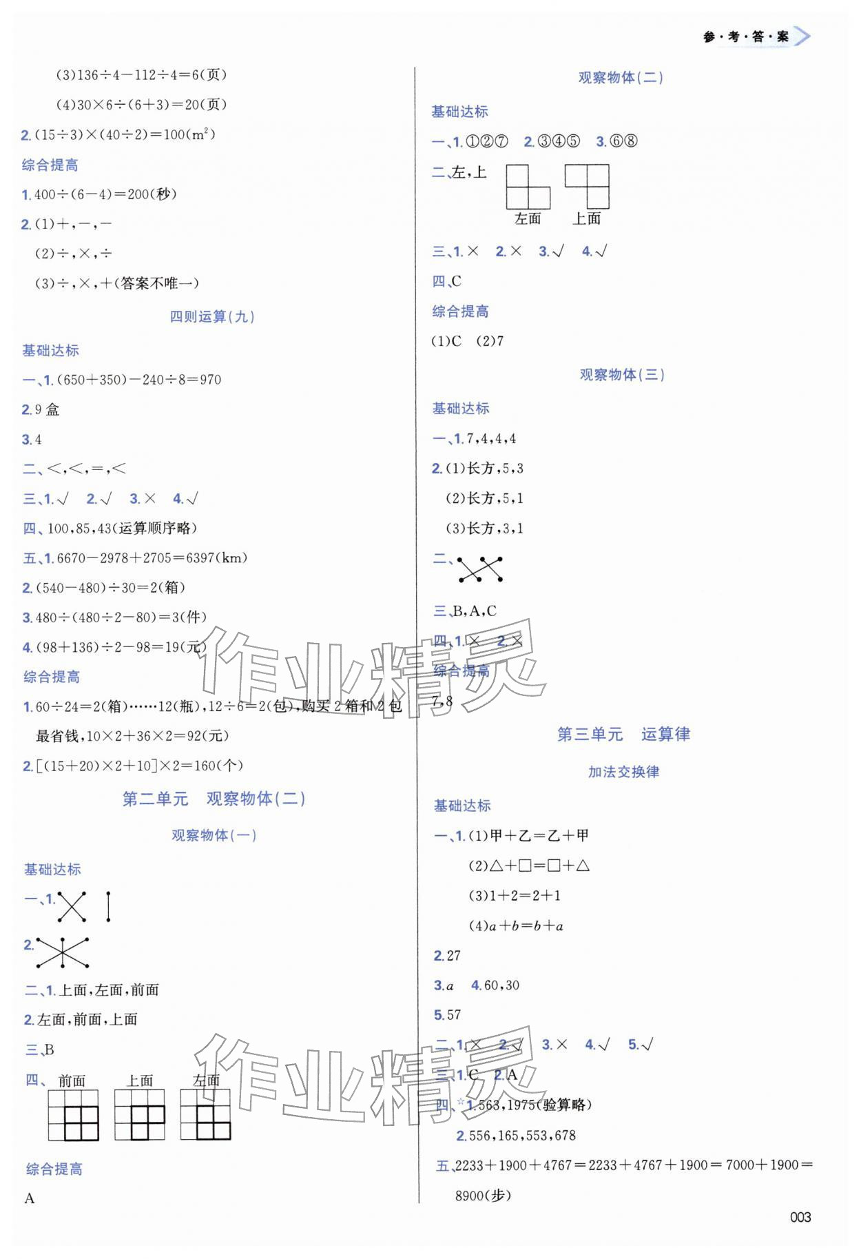 2026年学习质量监测四年级数学下册人教版&nbsp;第3页