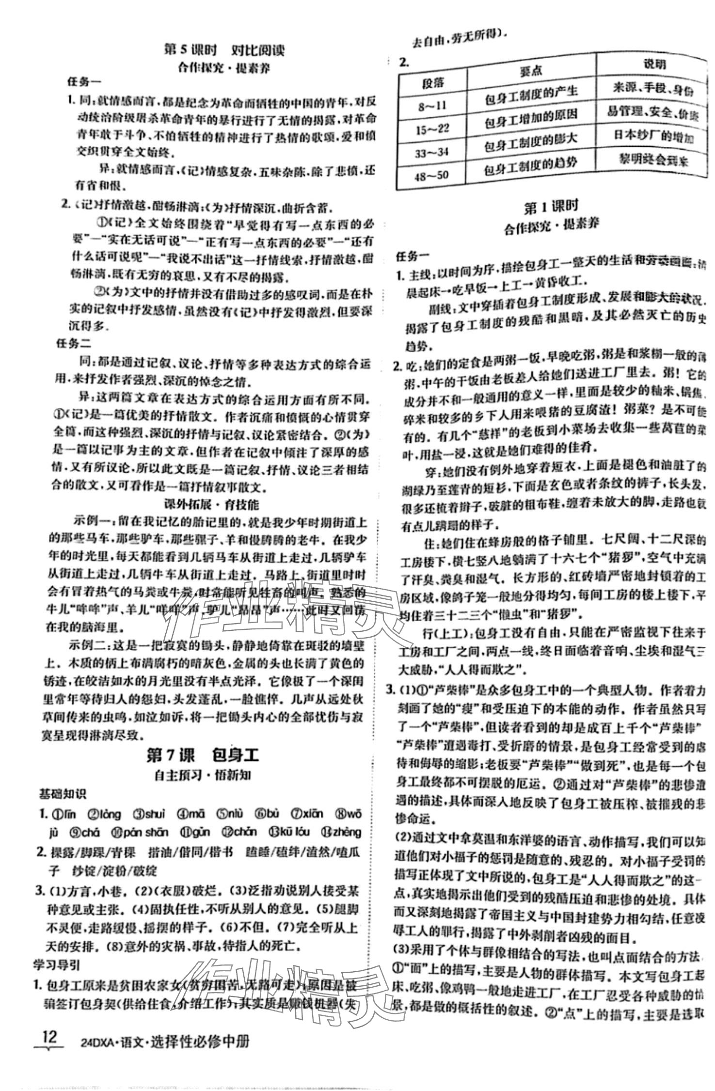 2024年金太阳导学案高中语文选择性必修中册&nbsp;第12页