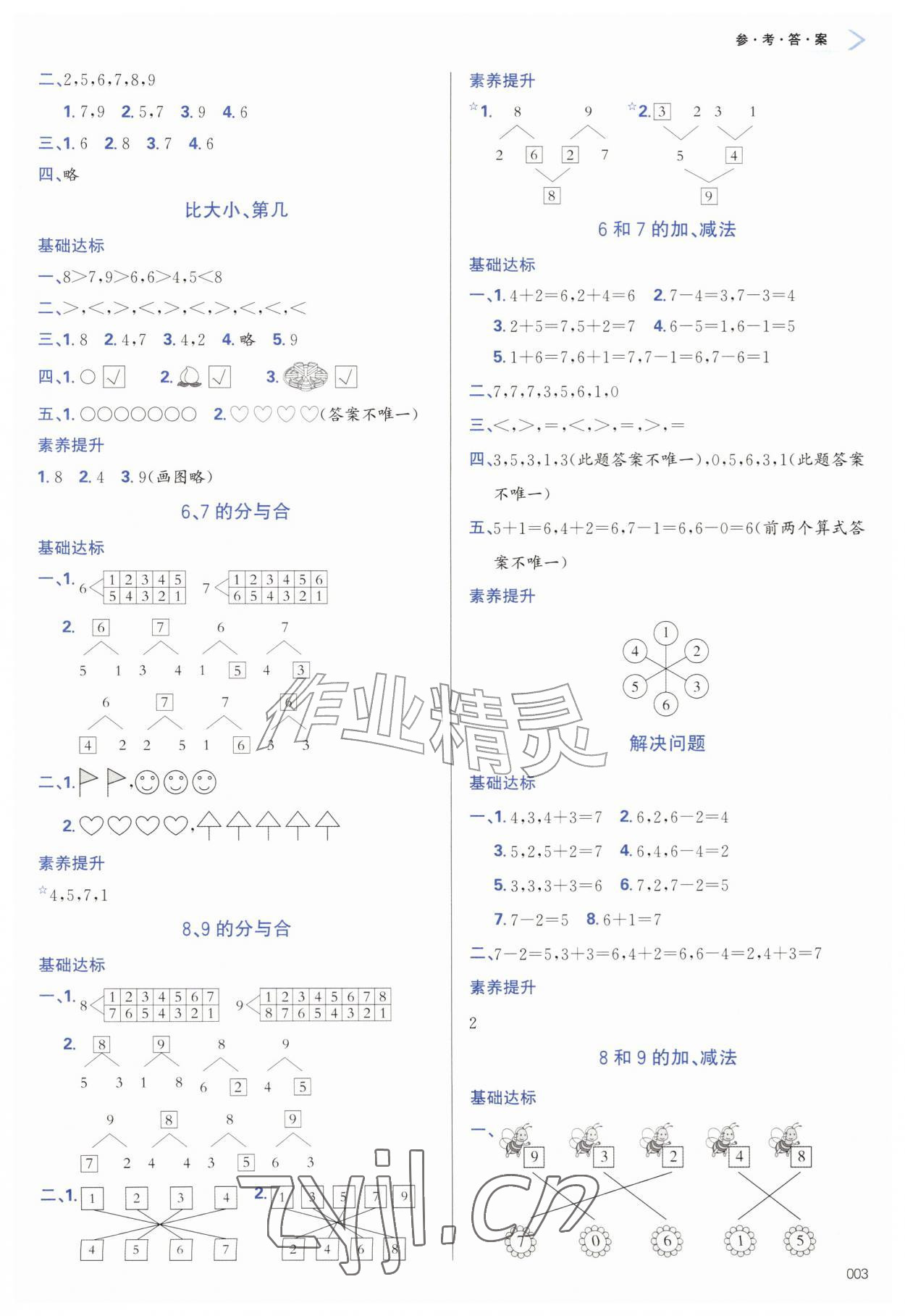 2026年学习质量监测一年级数学上册人教版&nbsp;第3页