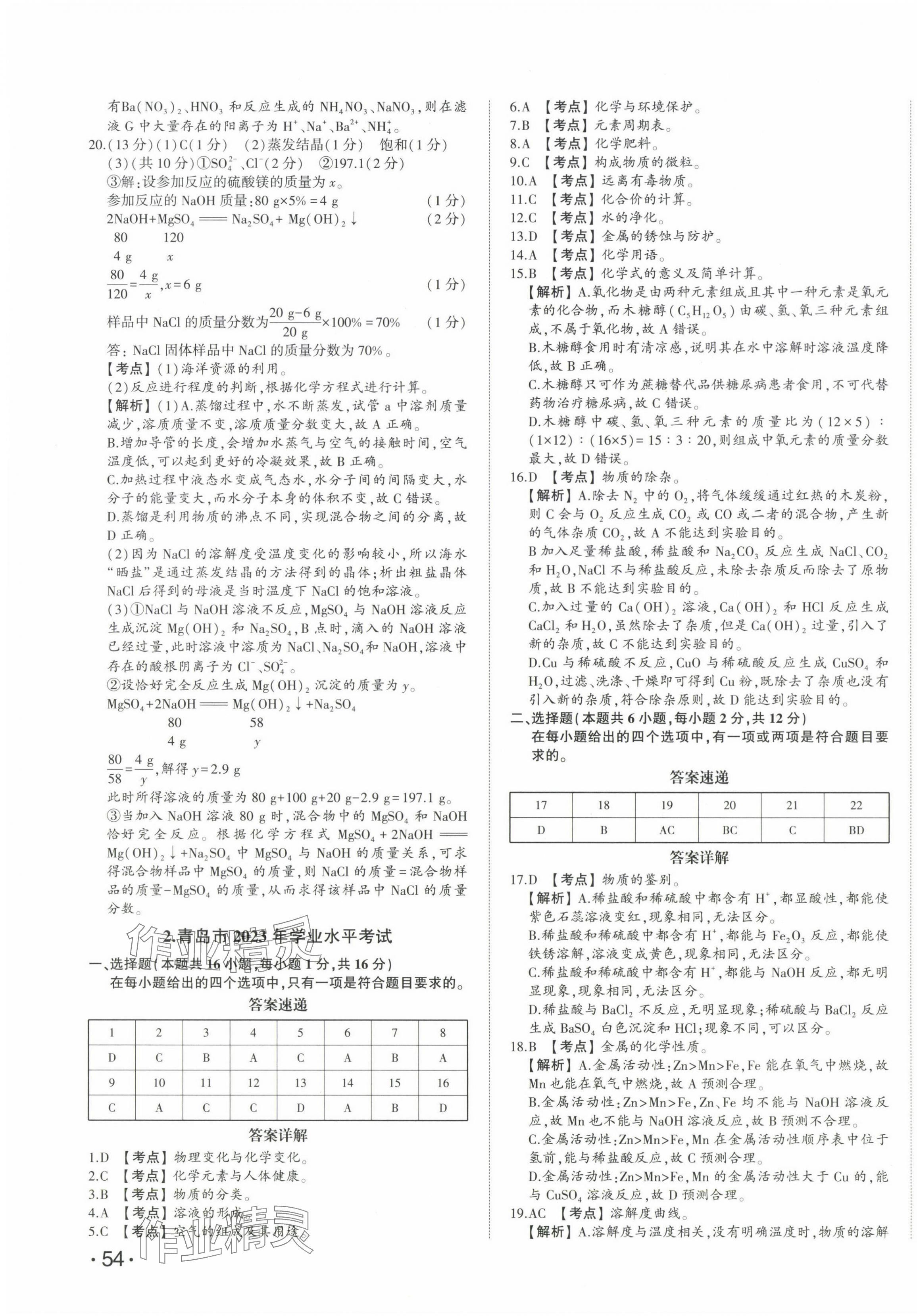 2024年星跃龙门中考真题汇编卷化学山东专版&nbsp;第3页