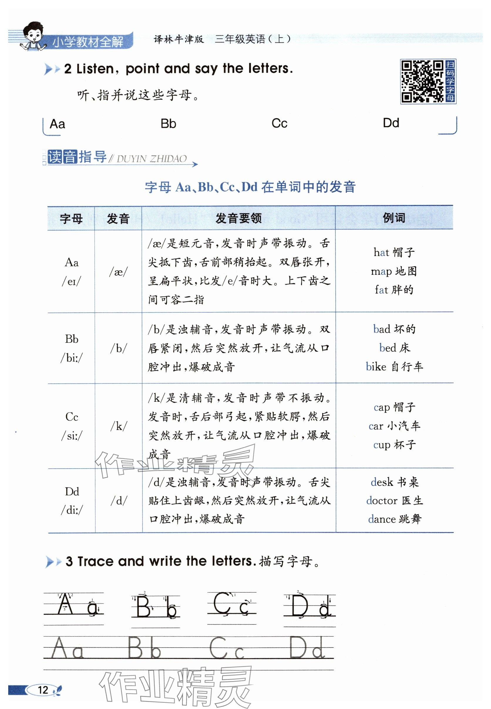 2025年教材课本三年级英语上册译林版&nbsp;参考答案第12页