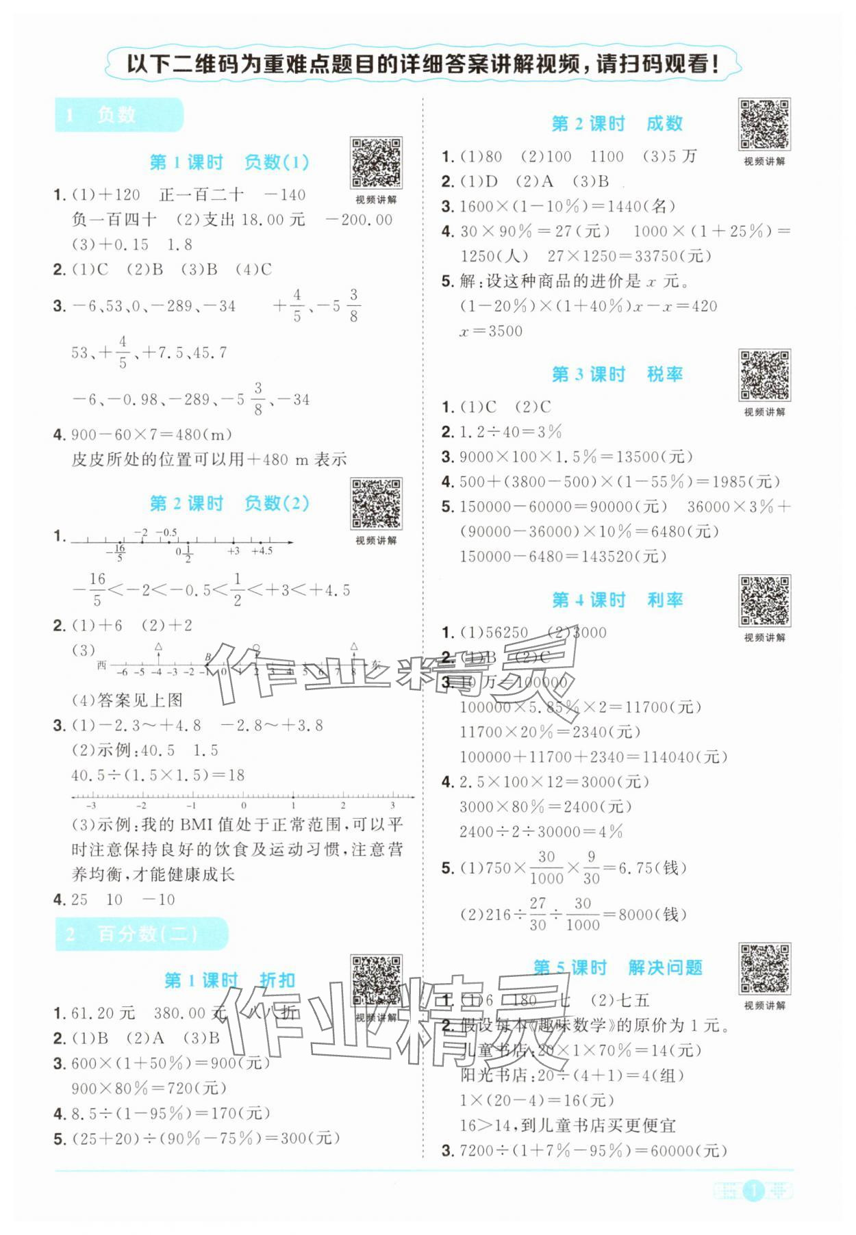 2025年阳光同学课时优化作业六年级数学下册人教版&nbsp;第1页