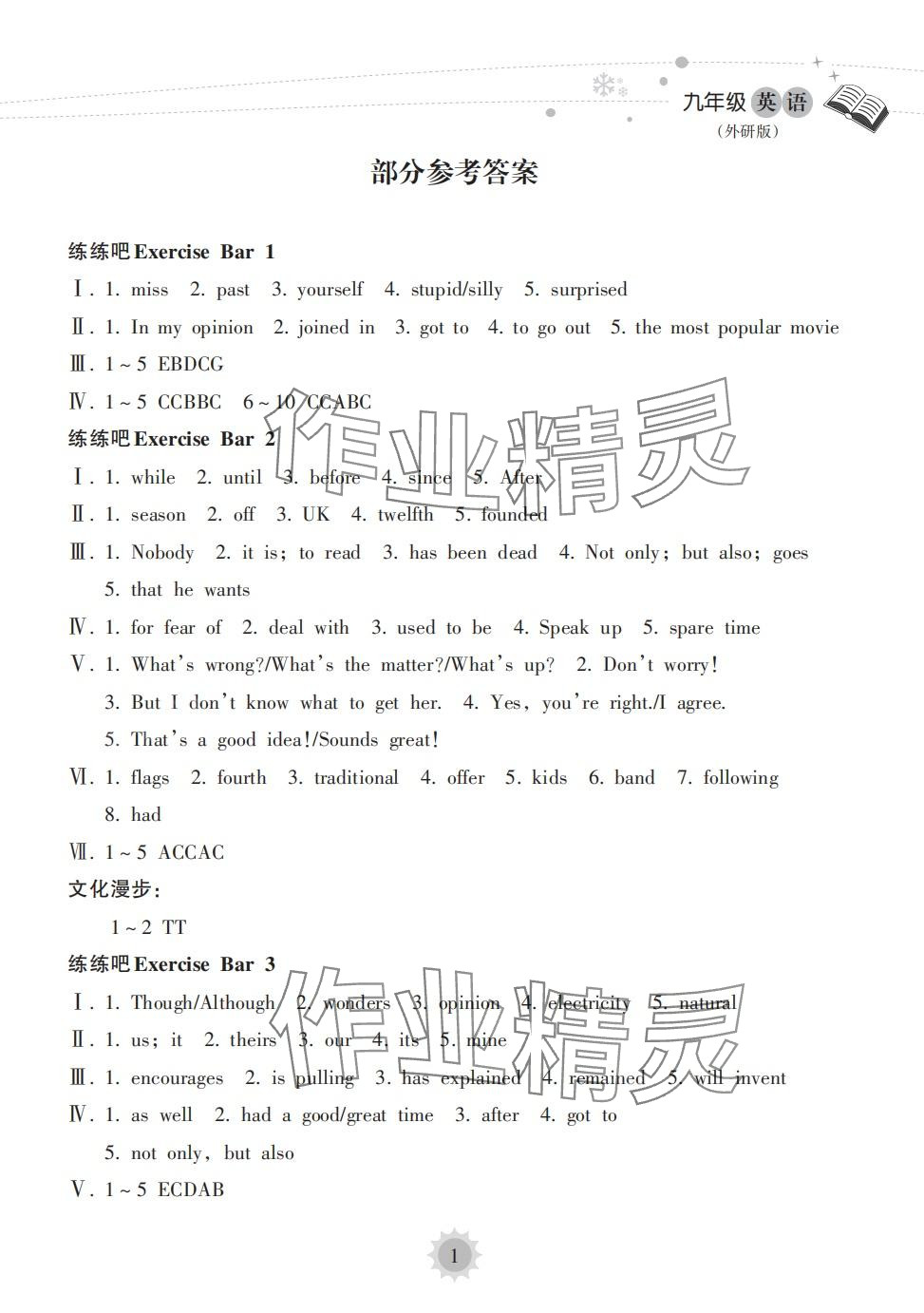 2024年寒假乐园海南出版社九年级英语外研版&nbsp;第1页