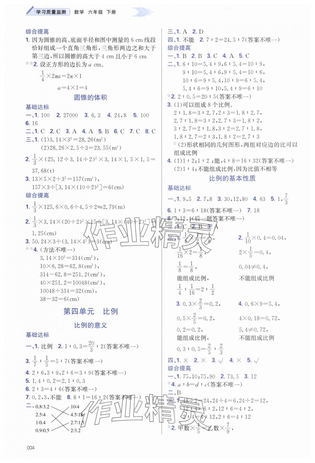 2025年学习质量监测六年级数学下册人教版&nbsp;第4页