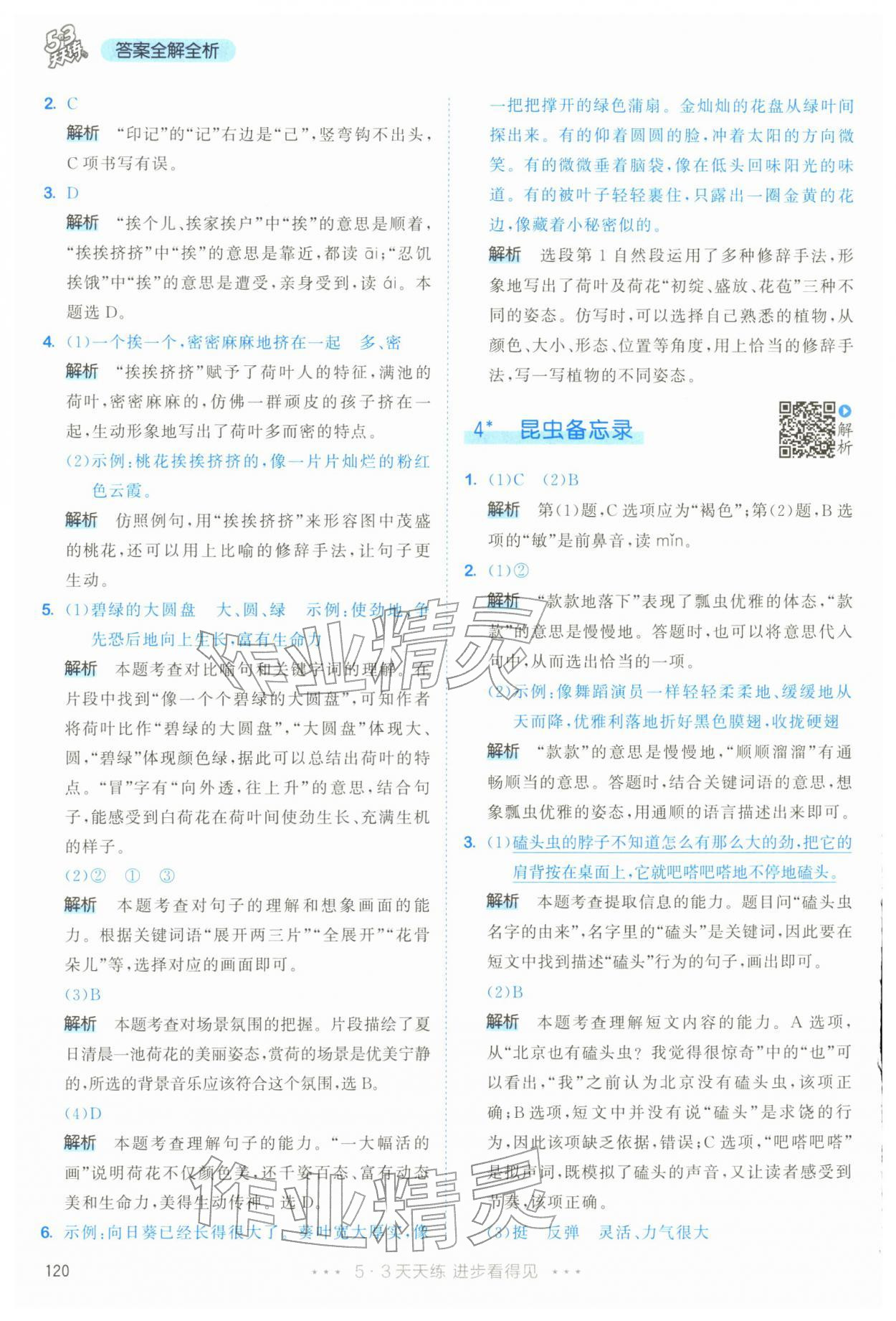 2026年53天天练三年级语文下册人教版&nbsp;第4页