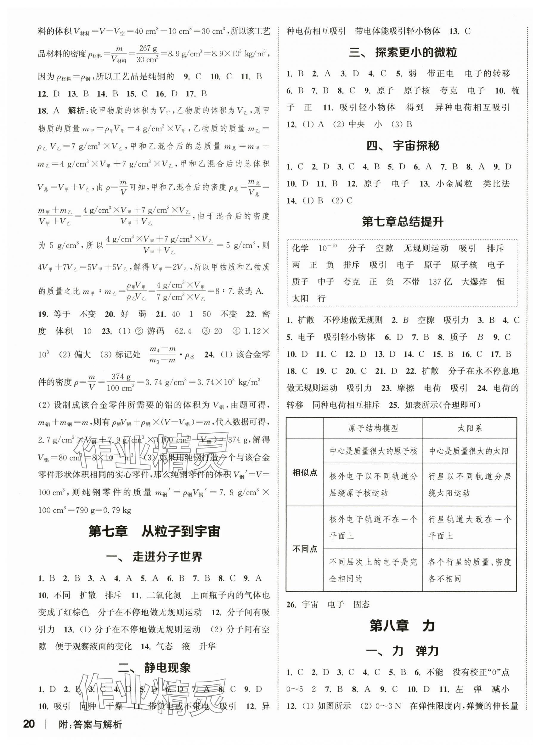 2024年通城学典课时作业本八年级物理下册苏科版陕西专版&nbsp;参考答案第3页