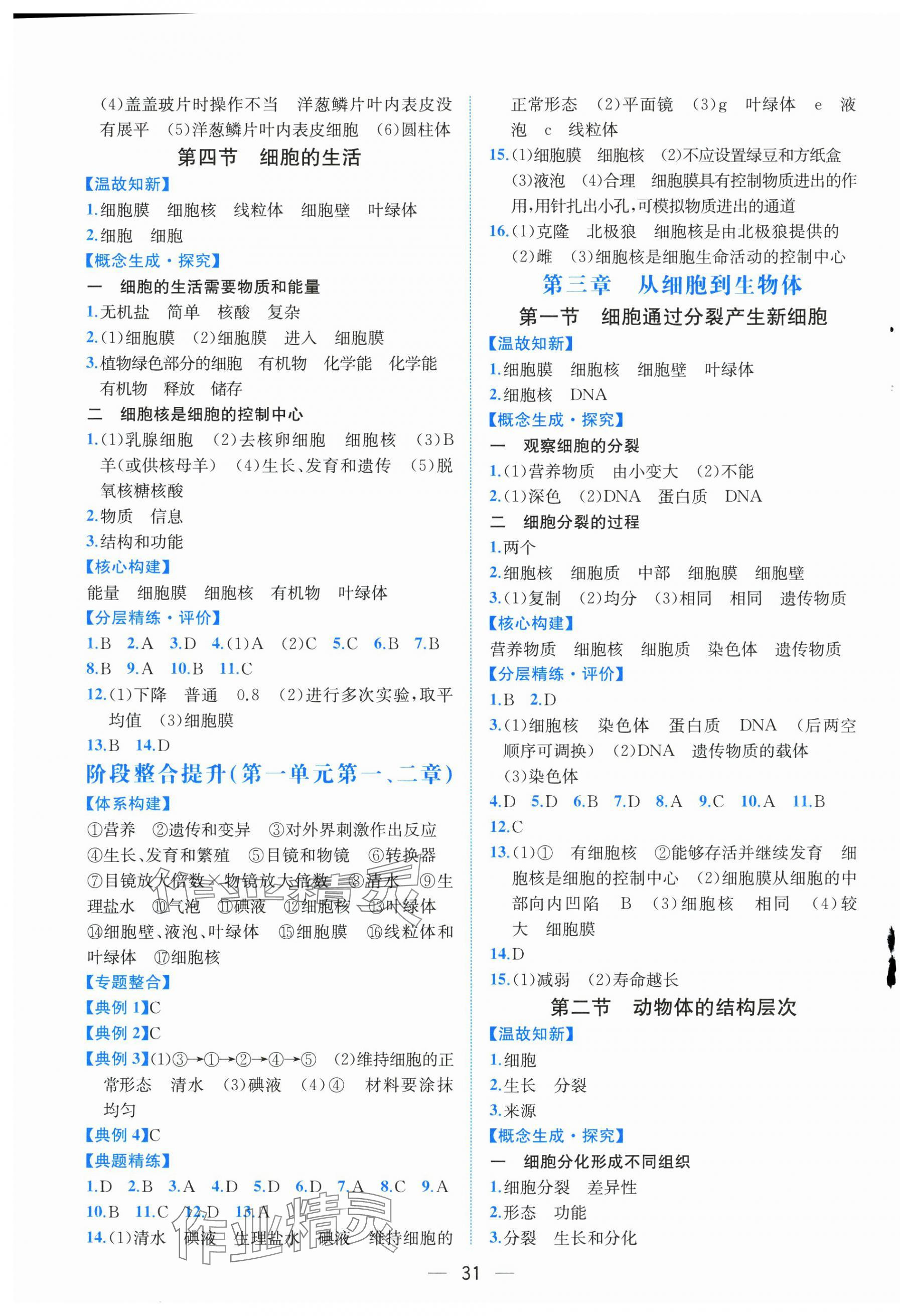 2024年人教金学典同步解析与测评七年级生物上册人教版云南专版&nbsp;第3页