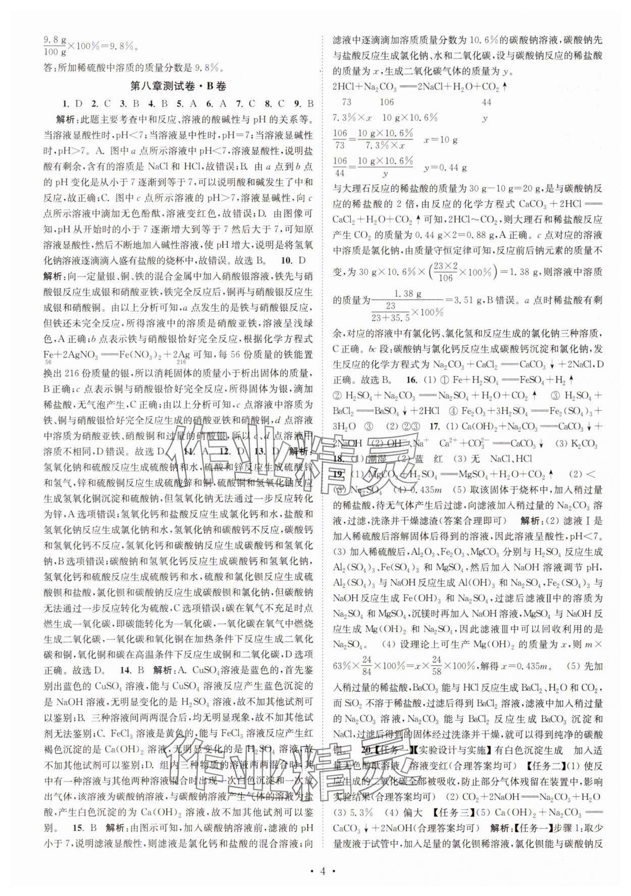 2025年江苏密卷九年级化学下册沪教版&nbsp;第4页