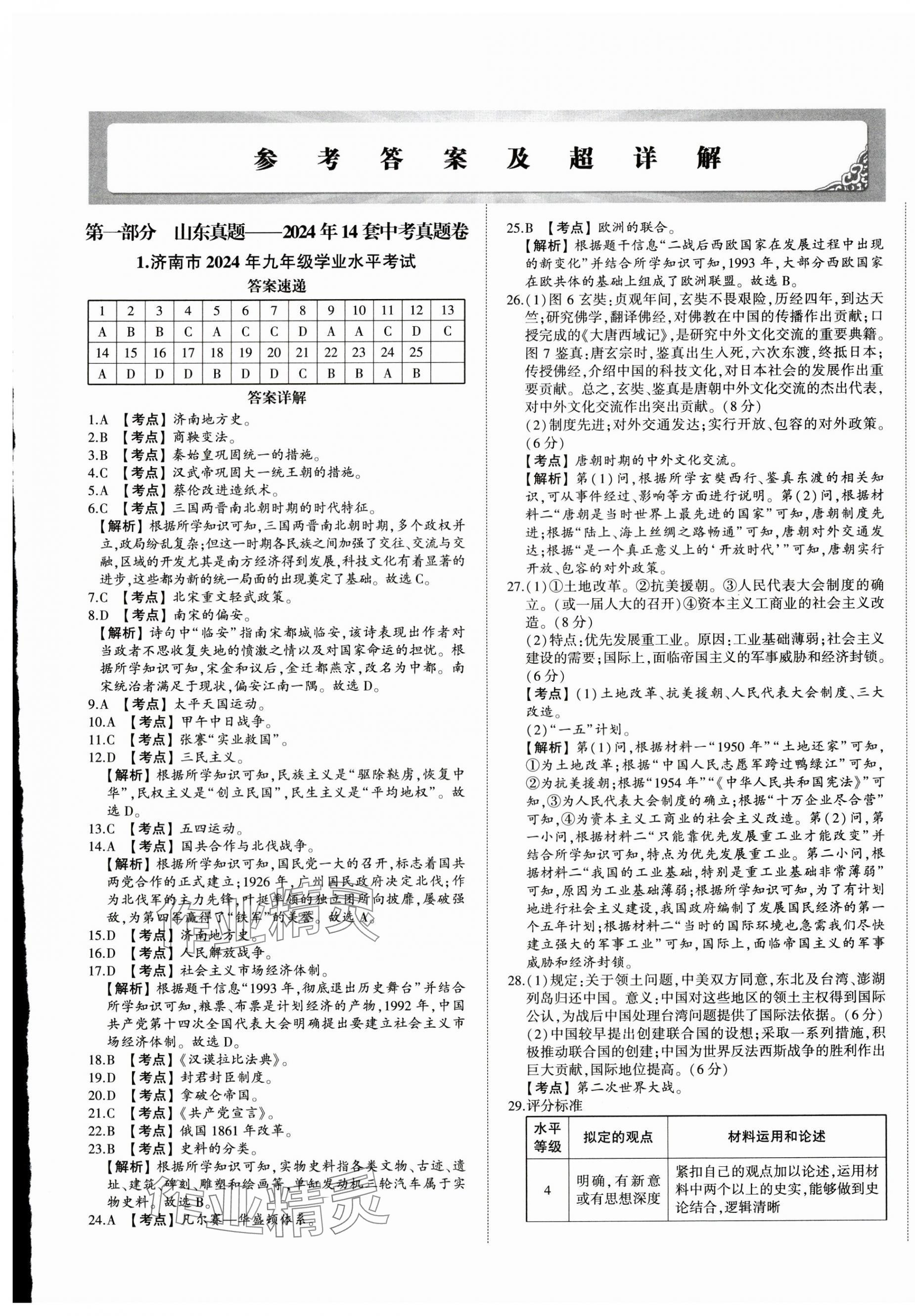 2025年星跃龙门中考真题汇编卷历史山东专版&nbsp;第1页