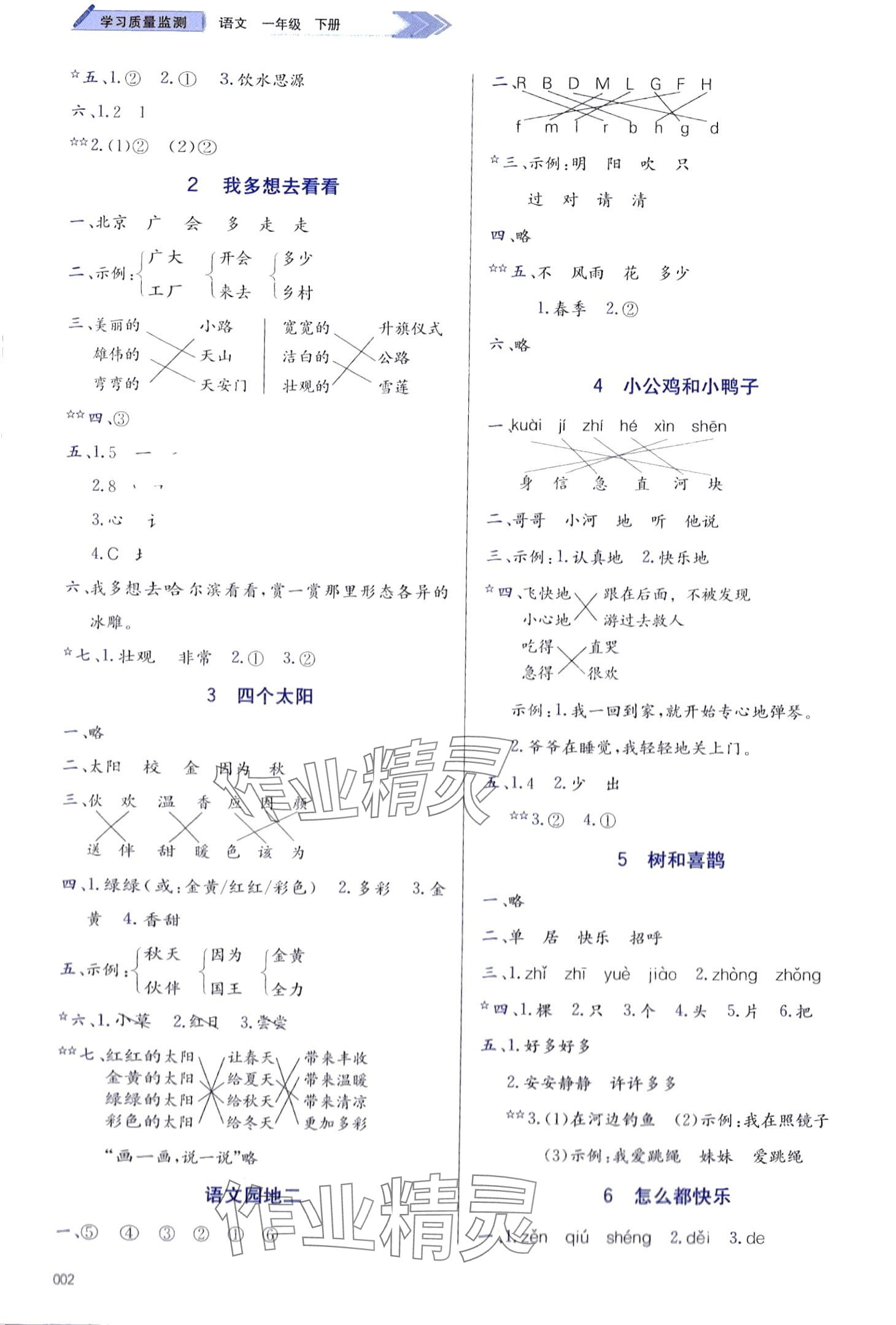 2024年学习质量监测一年级语文下册人教版&nbsp;第2页