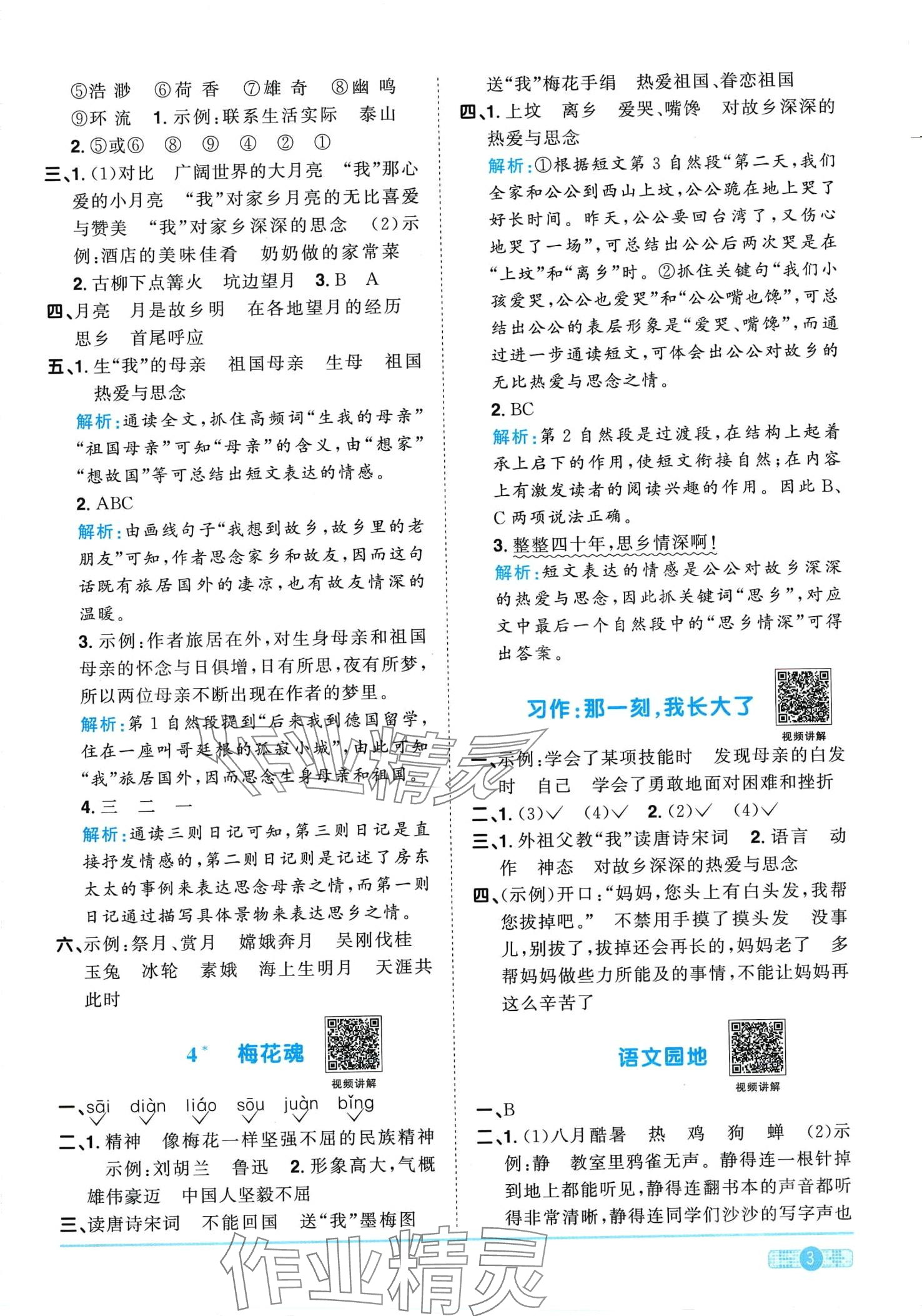 2024年阳光同学课时优化作业五年级语文下册人教版广东专版&nbsp;第3页