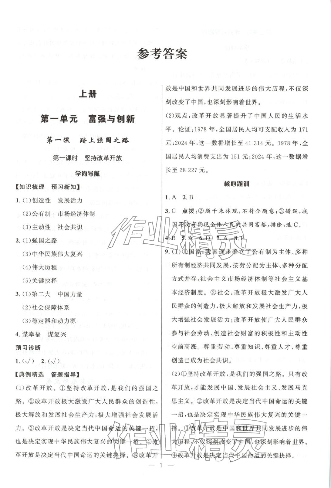 2025年顶尖课课练九年级道德与法治全一册人教版贵州专版&nbsp;第1页