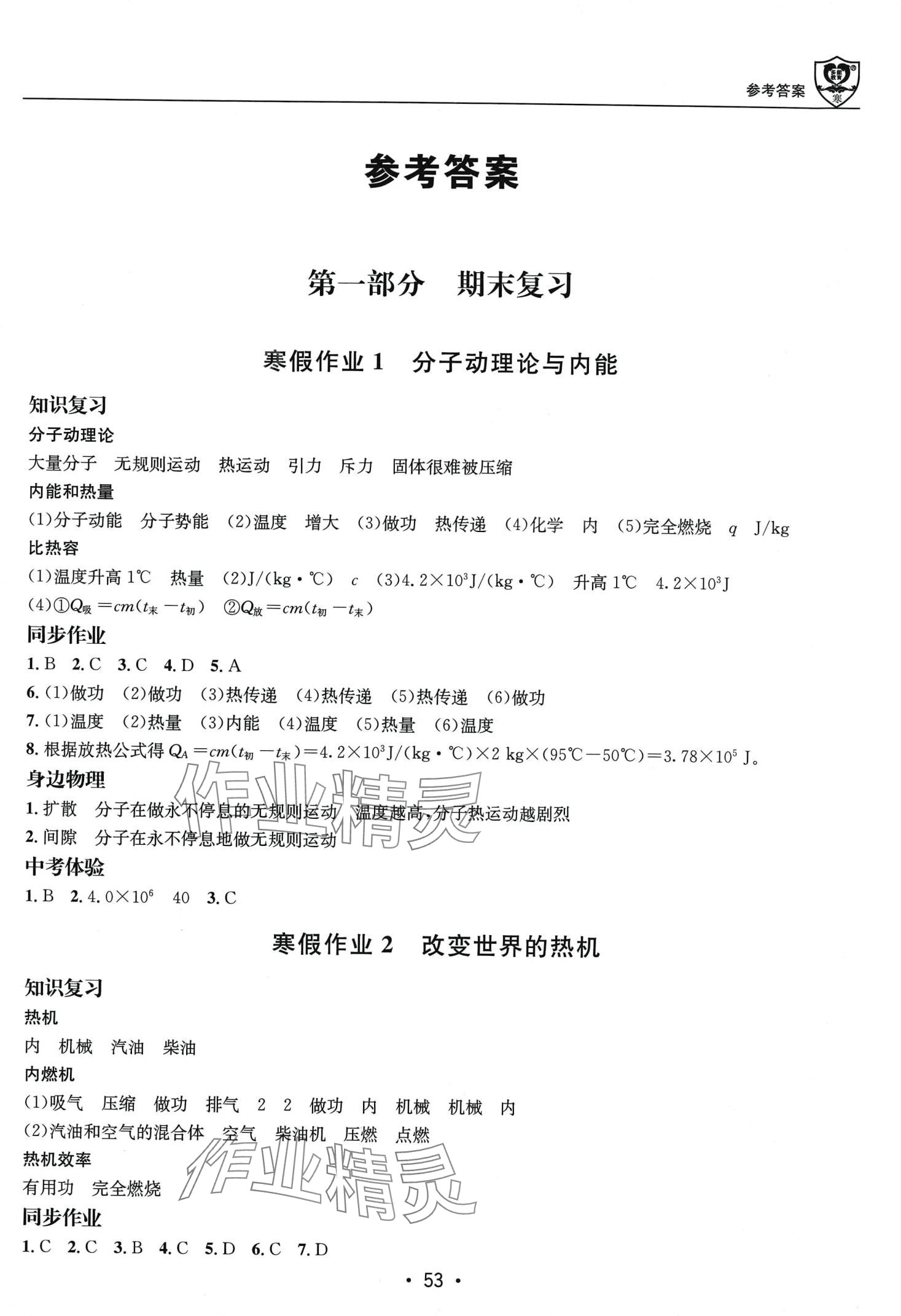 2024年假期成才路九年级物理教科版&nbsp;第1页
