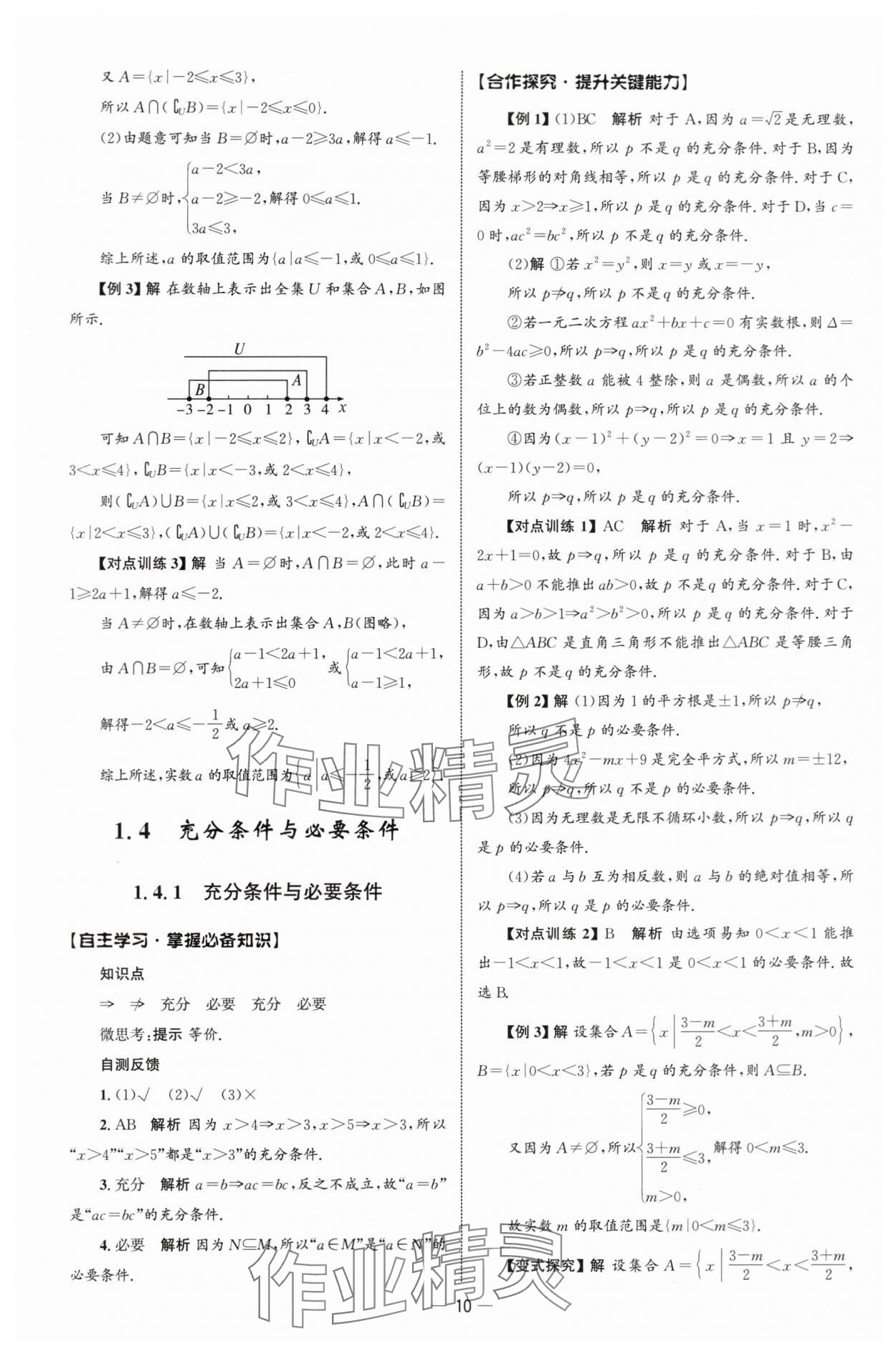 2025年同步练习册人民教育出版社高中数学必修第一册人教版B山东专版&nbsp;参考答案第9页