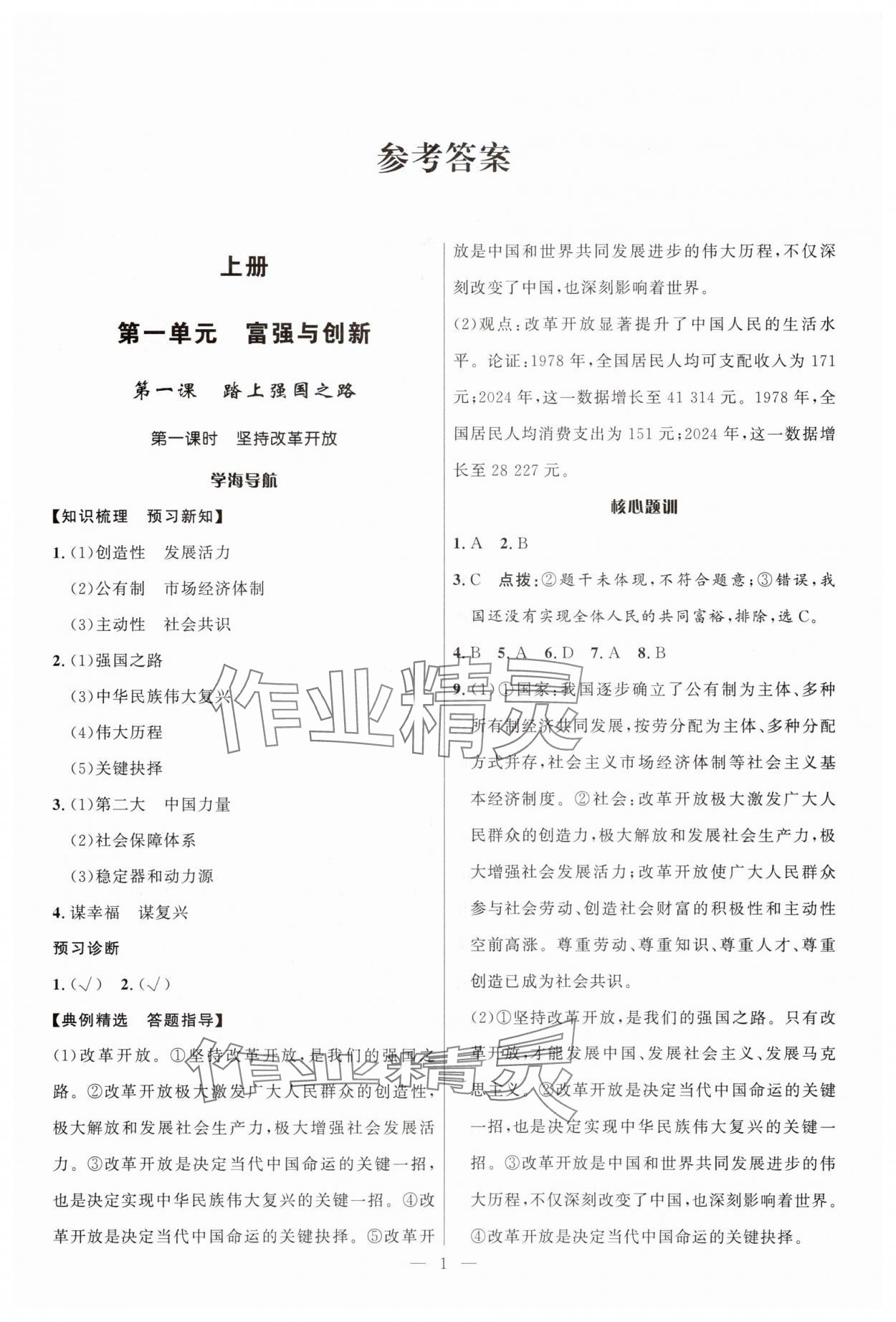 2025年顶尖课课练九年级道德与法治全一册人教版贵州专版&nbsp;第1页