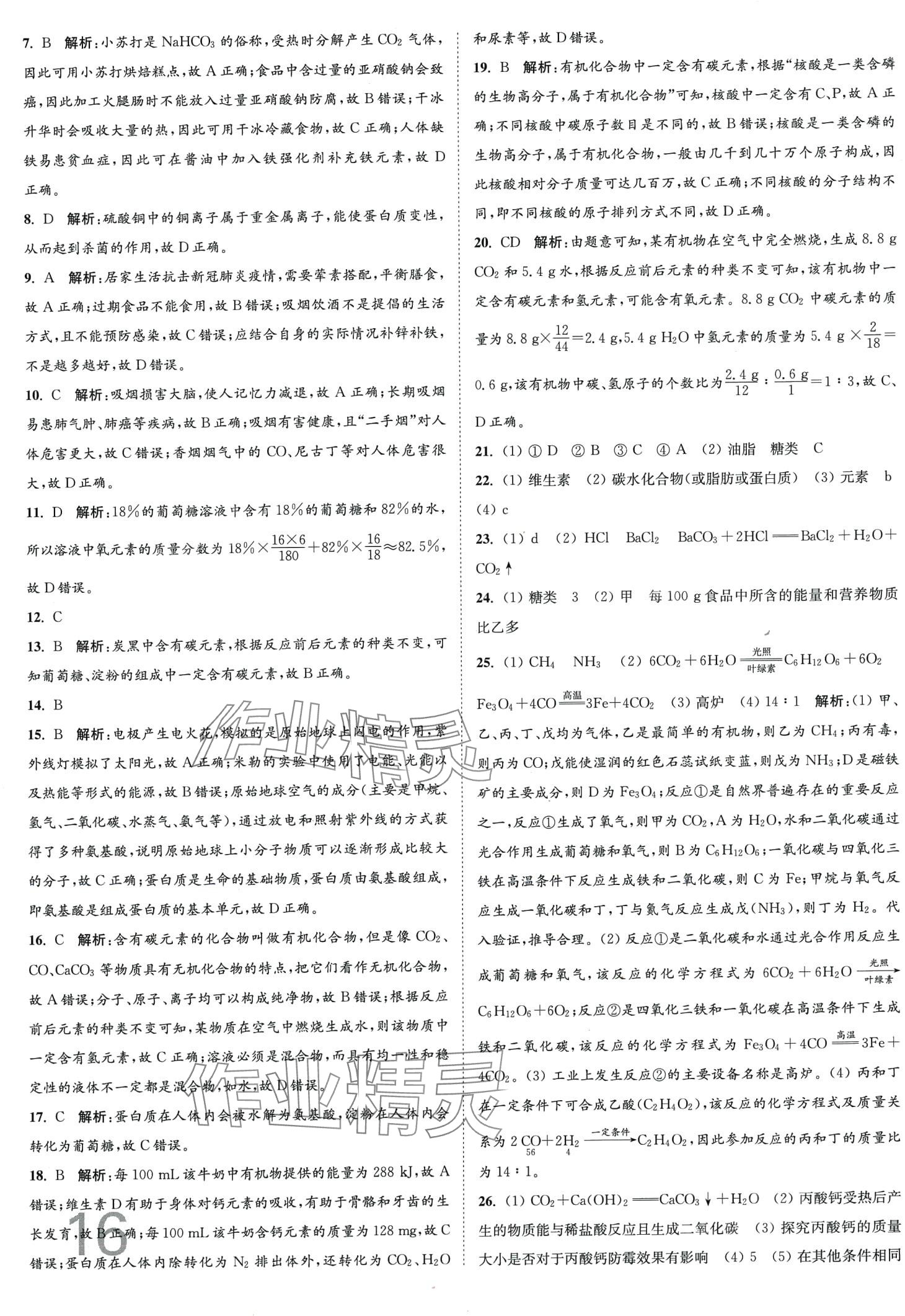 2024年江苏密卷九年级化学下册沪教版&nbsp;第16页