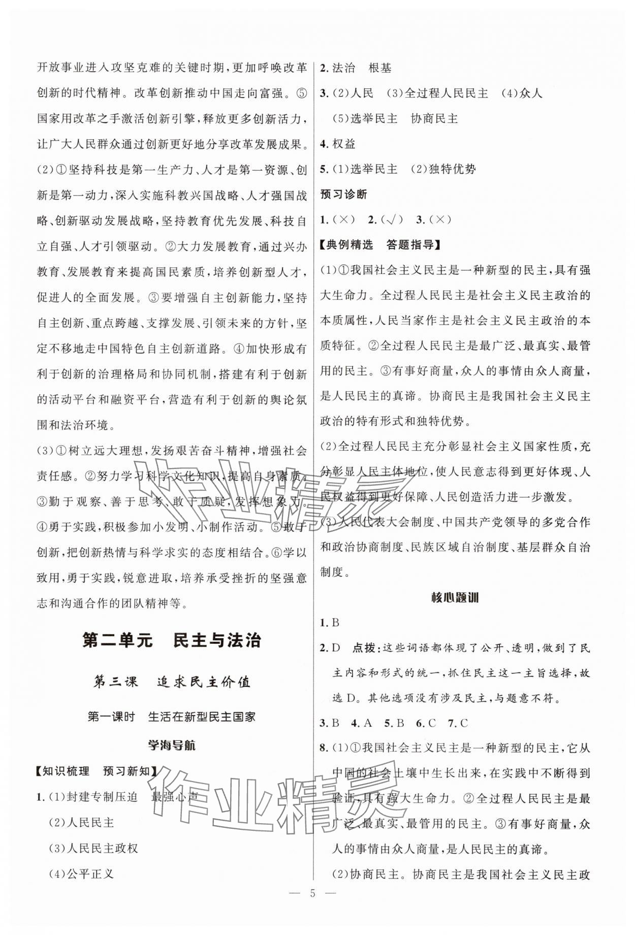 2025年顶尖课课练九年级道德与法治全一册人教版贵州专版&nbsp;第5页