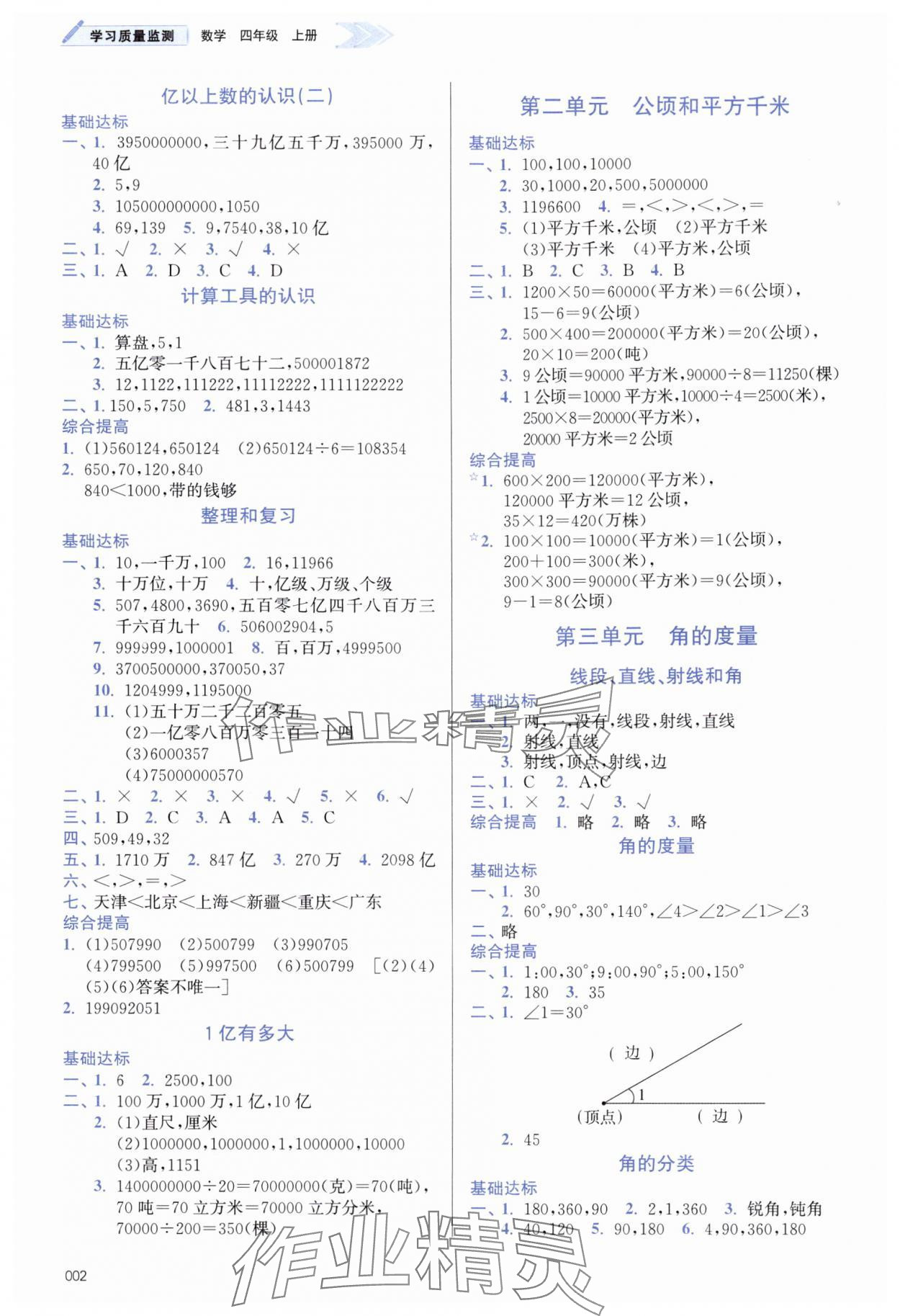 2024年学习质量监测四年级数学上册人教版&nbsp;第2页