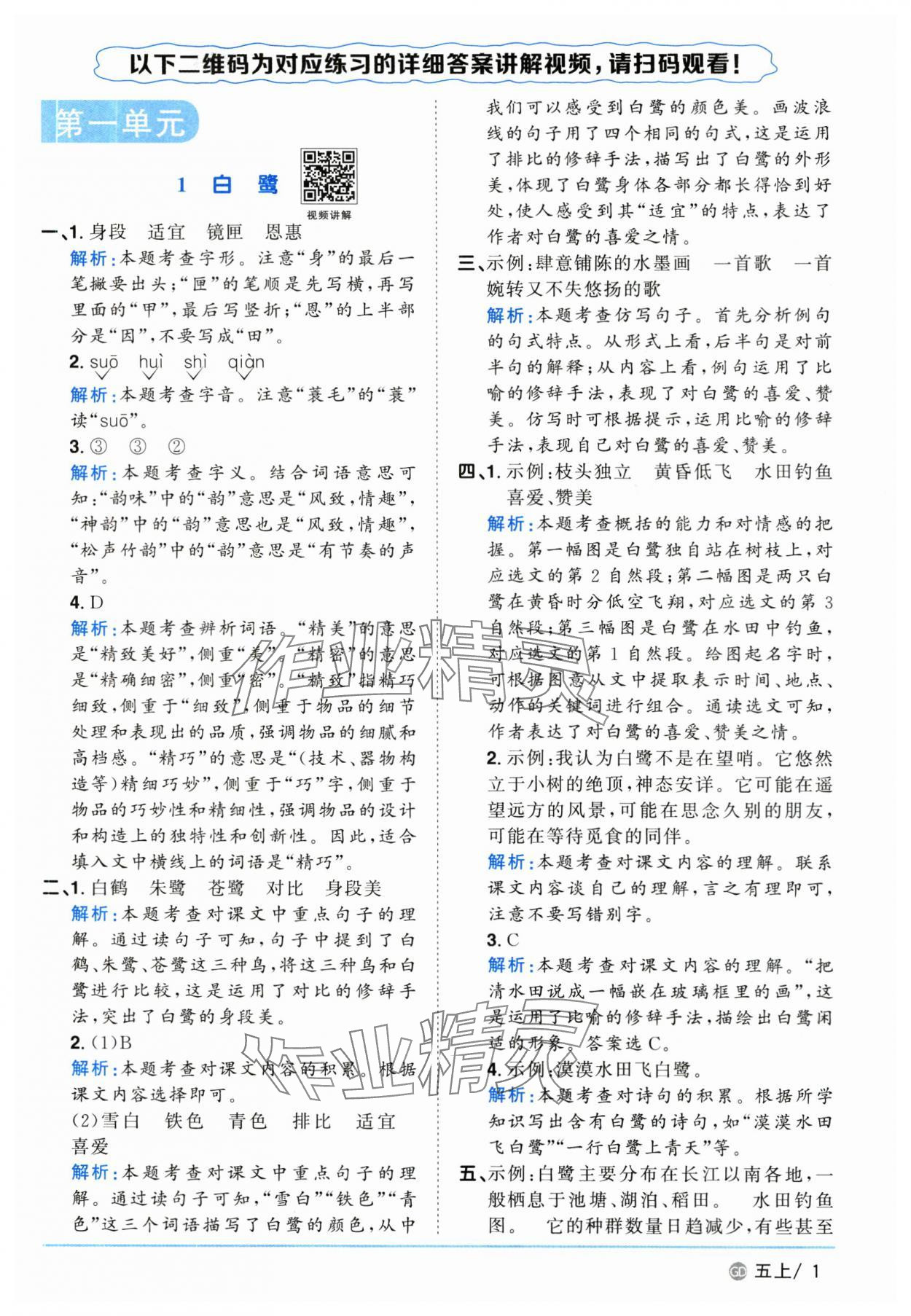 2025年阳光同学课时优化作业五年级语文上册人教版广东专版&nbsp;第1页