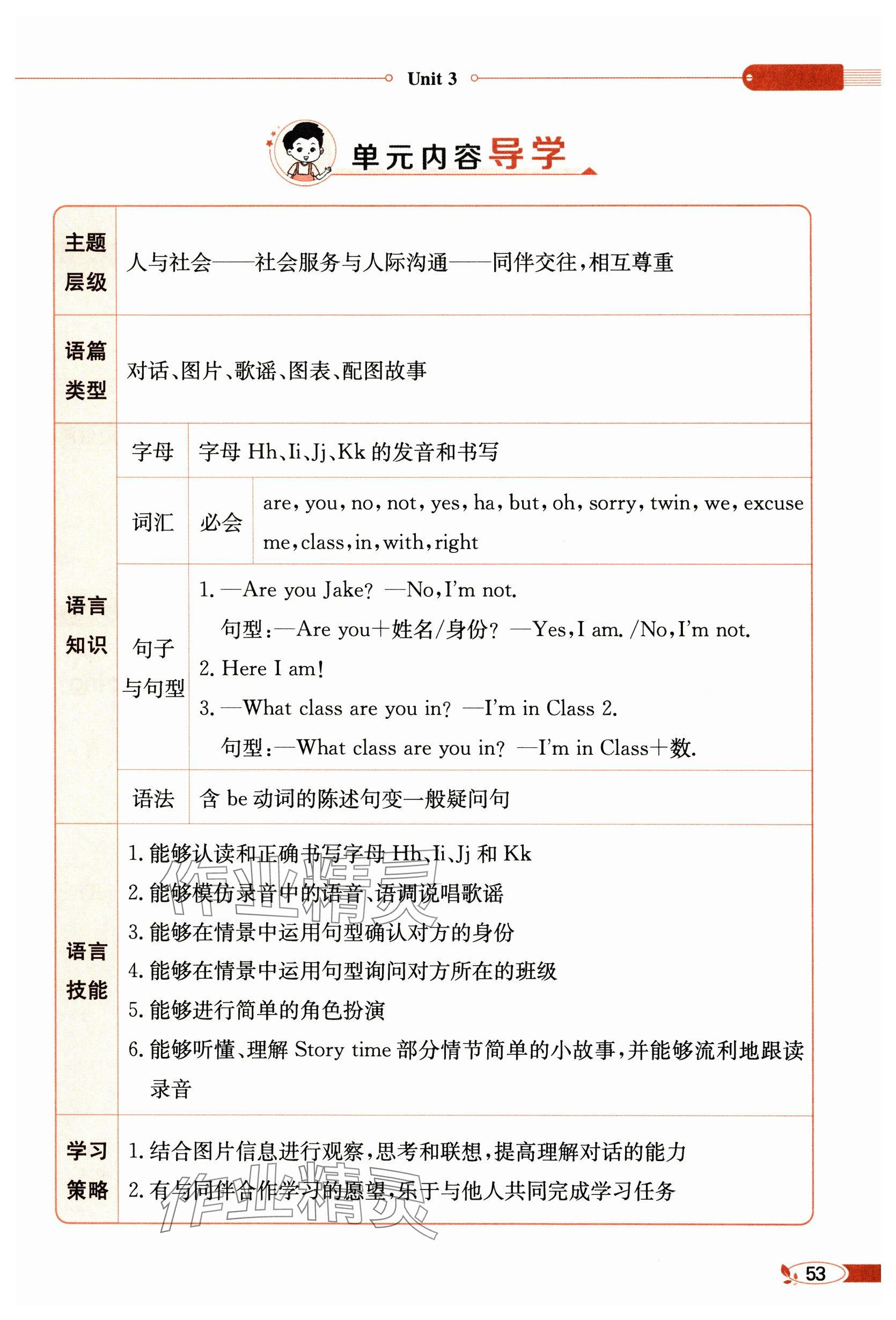 2024年教材课本三年级英语上册译林版&nbsp;参考答案第53页