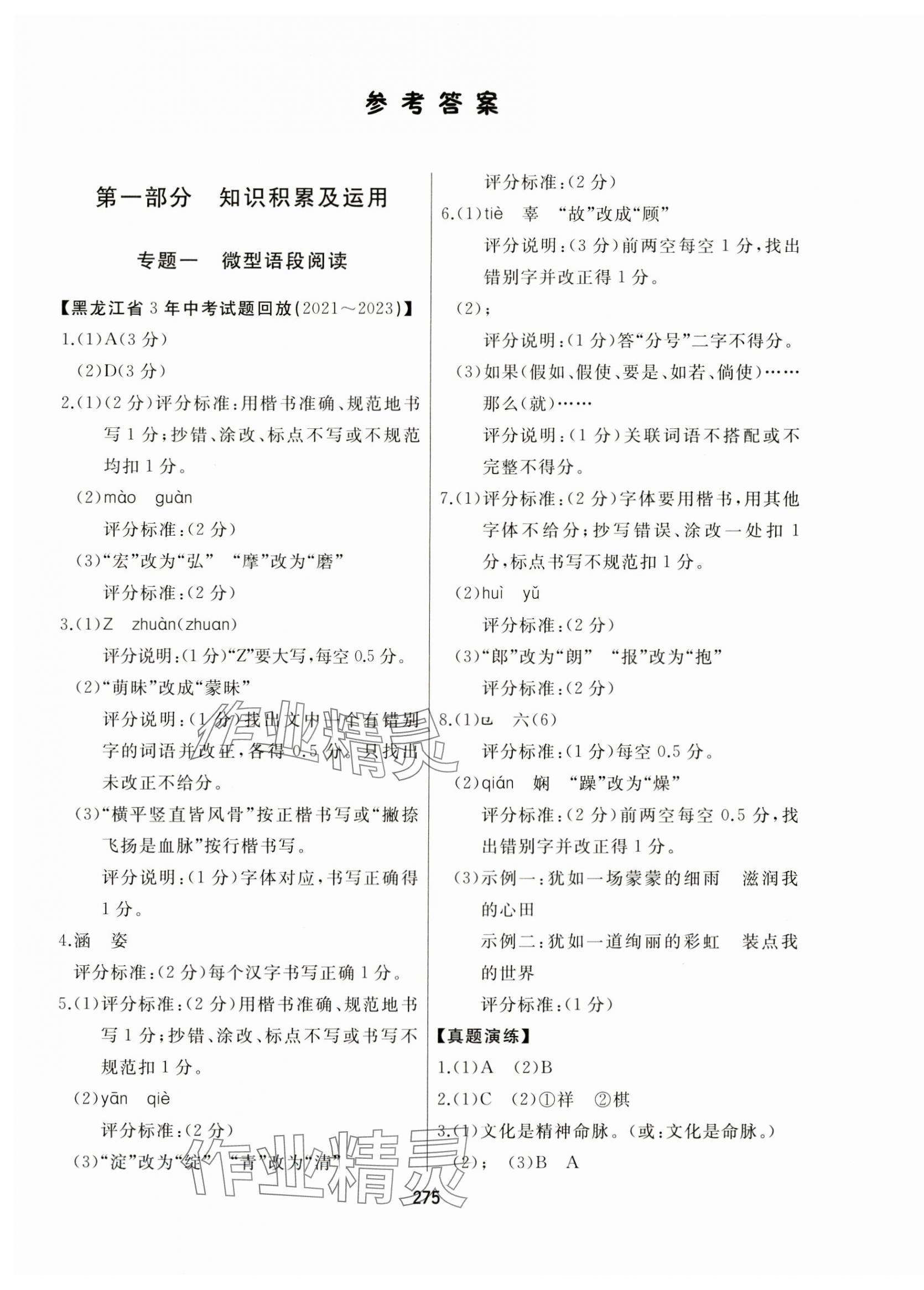 2024年龙江中考标准复习教材语文黑龙江专版&nbsp;第1页