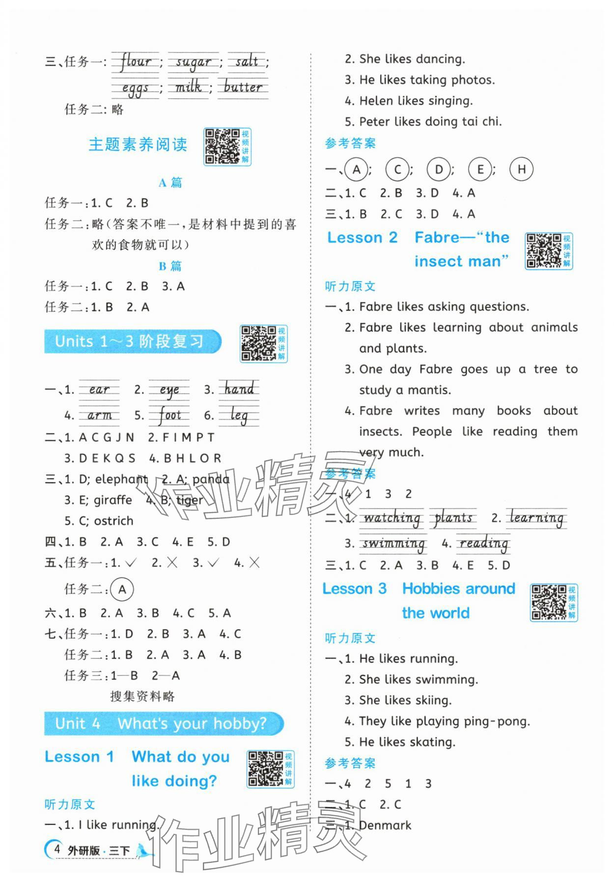 2025年阳光同学课时优化作业三年级英语下册外研版&nbsp;第4页