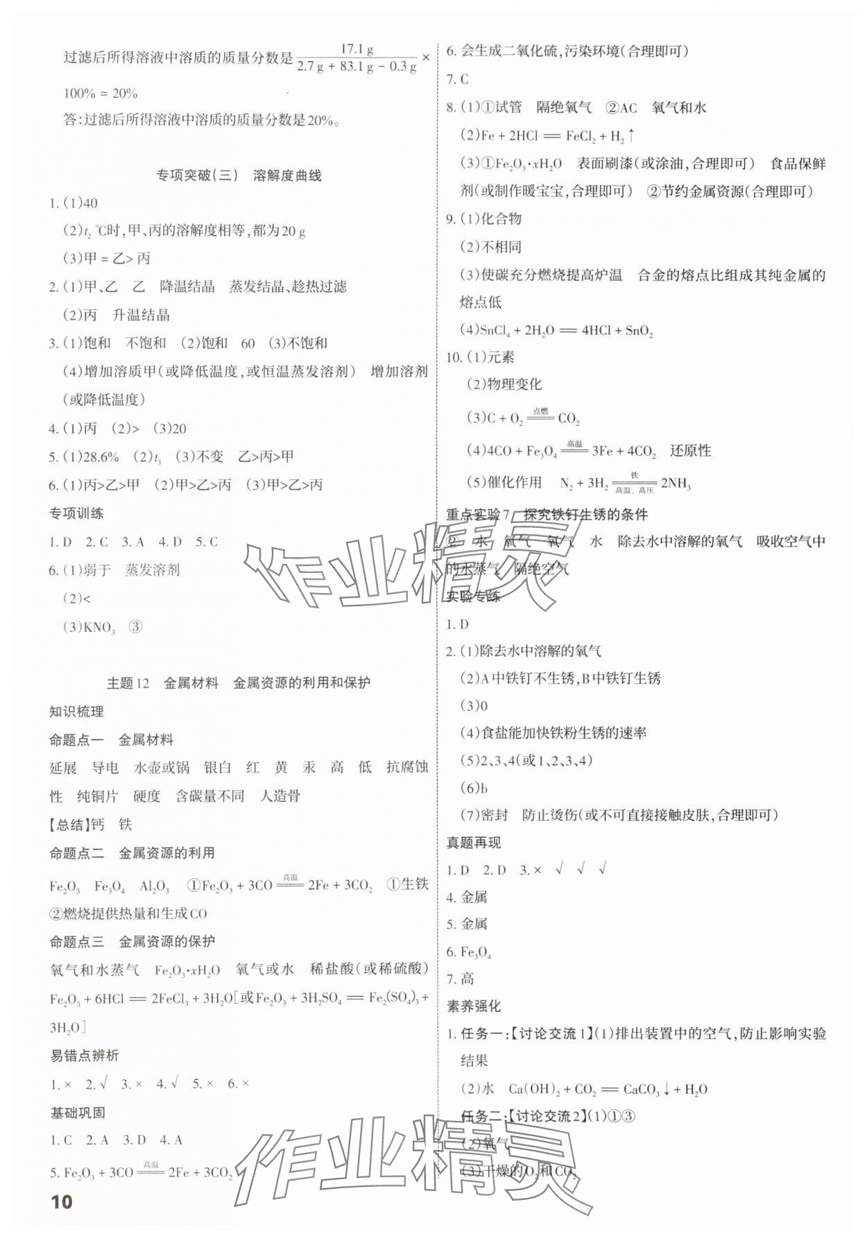 2025年滚动迁移中考总复习化学广东专版&nbsp;第10页