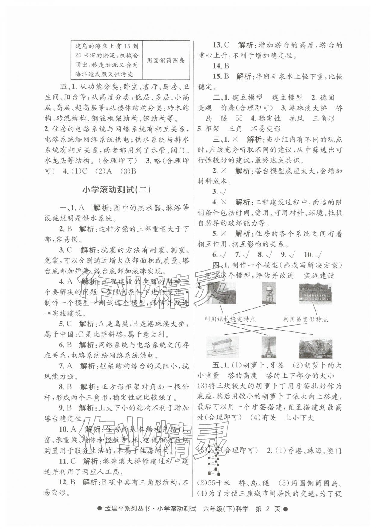 2026年孟建平小学滚动测试六年级科学下册教科版&nbsp;第2页